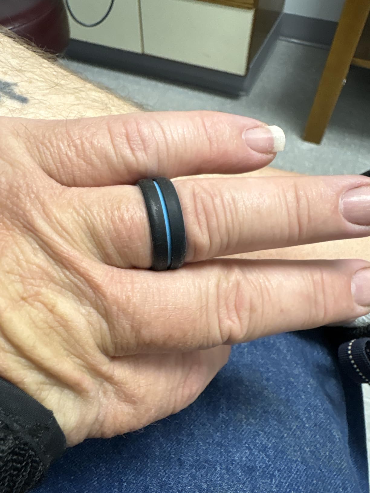 ThunderFit Silicone Bridal Rings Set for Women, Wedding Bands 5.5mm Wide customer photo 1