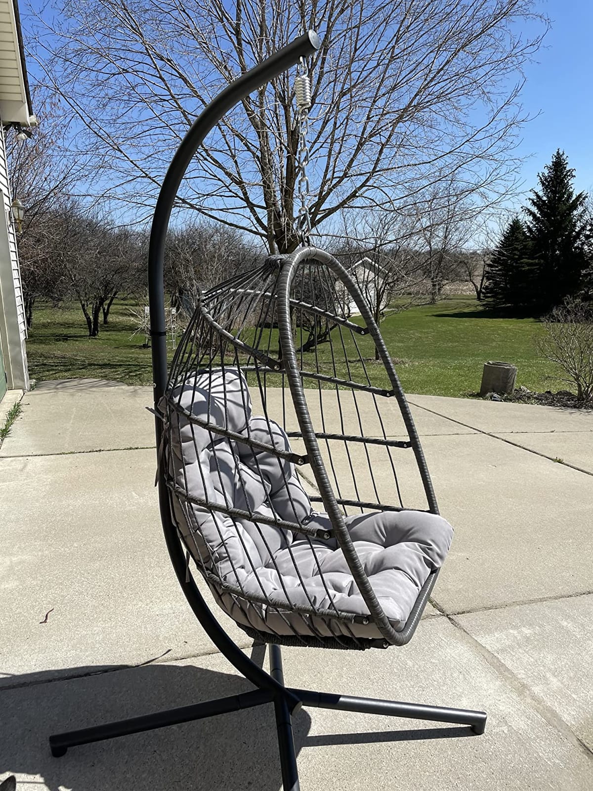 BULEXYARD Hanging Egg Chair with Stand, Indoor Outdoor Egg Swing Chair customer photo 2
