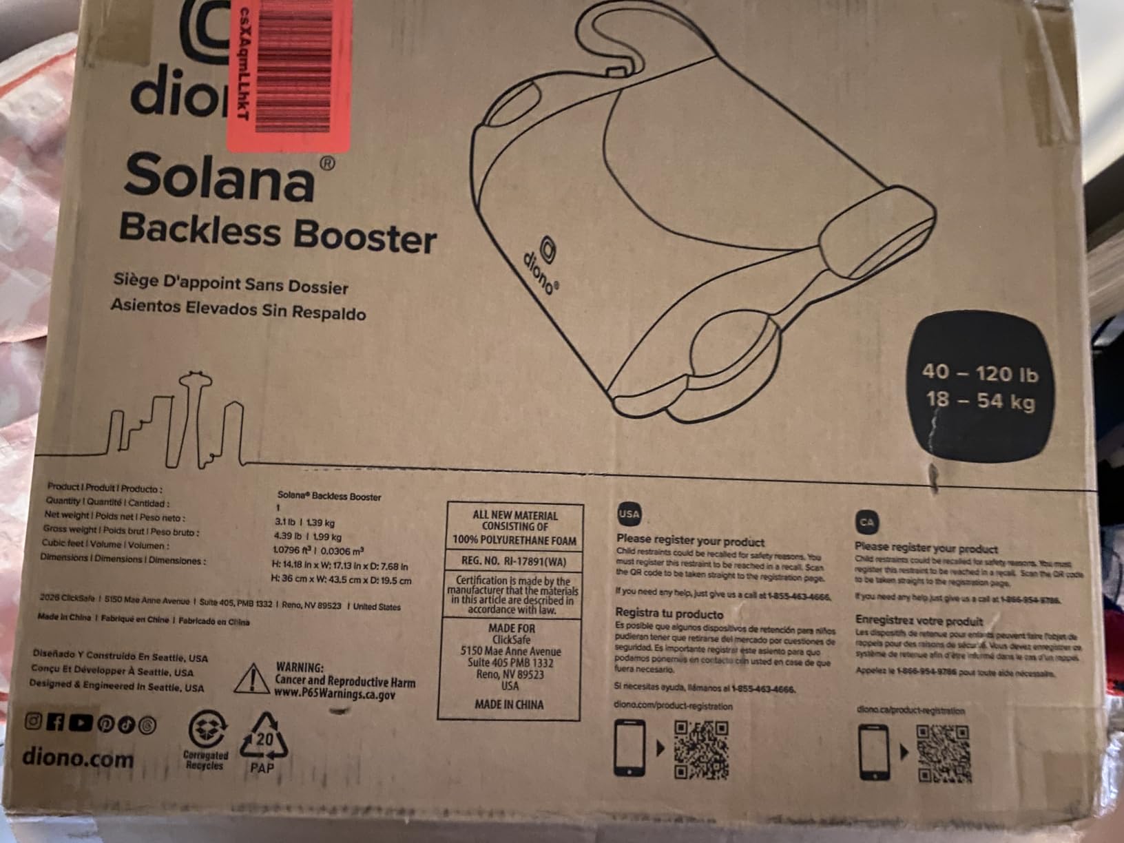 Diono Solana, No Latch, Single Backless Booster Car Seat, Lightweight, Machine Washable Covers, Cup Holders, Black customer photo 1