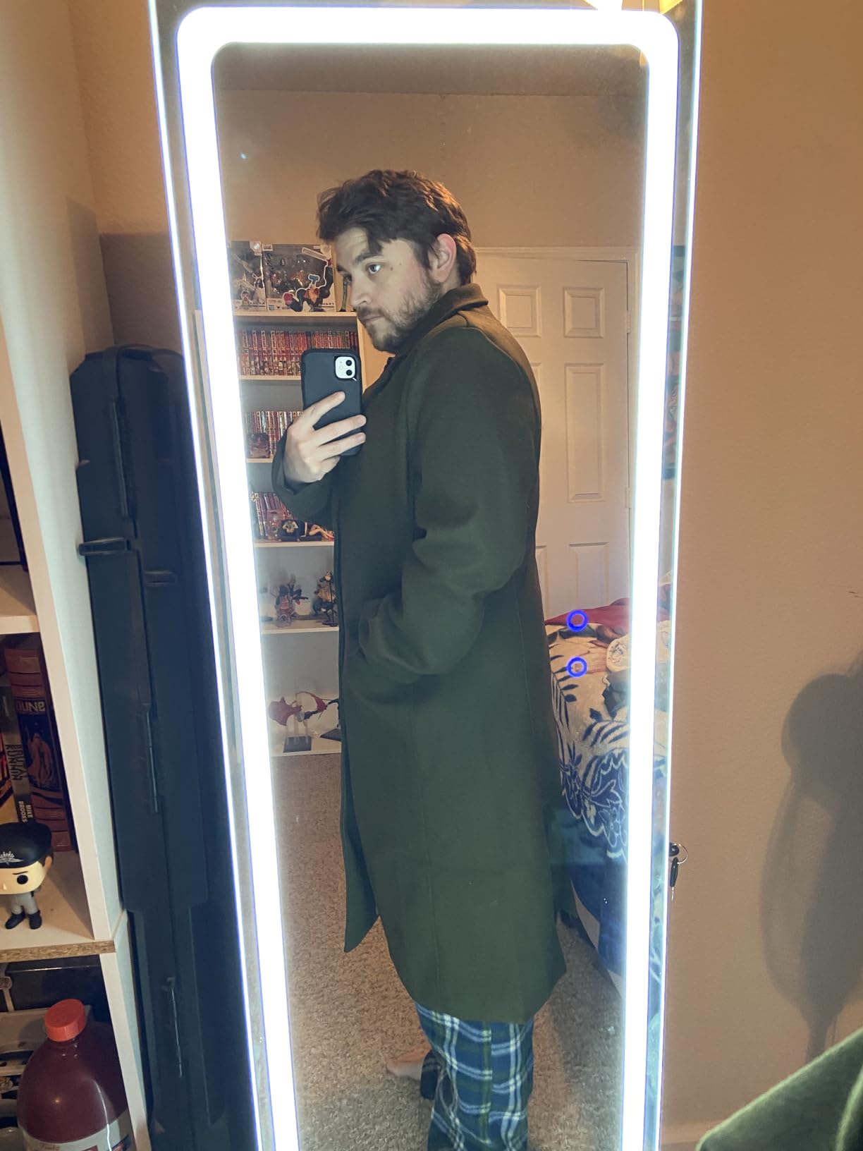 SOMTHRON Mens Trench Coat Single Breasted Long Pea Coat Overcoat customer photo 2