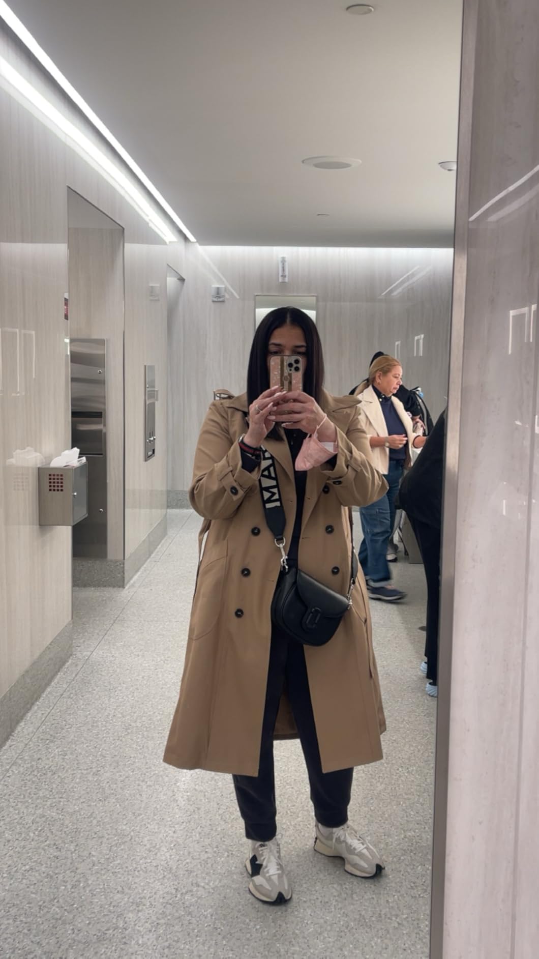 Fisoew Women's Long Trench Coat Double Breasted Windproof Classic Overcoat customer photo 2