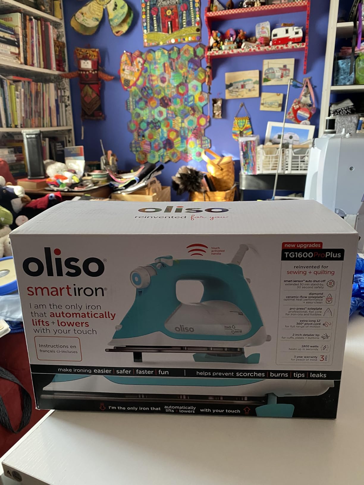 Oliso TG1600 ProPlus Auto-Lift Steam Iron, Quilting Sewing & Clothes, 1800W | Yellow, Diamond Ceramic-Flow soleplate, TriplePlay bursts, 12.75-oz side-fill tank, 30-min shut-off, 12-ft swivel cord customer photo 1