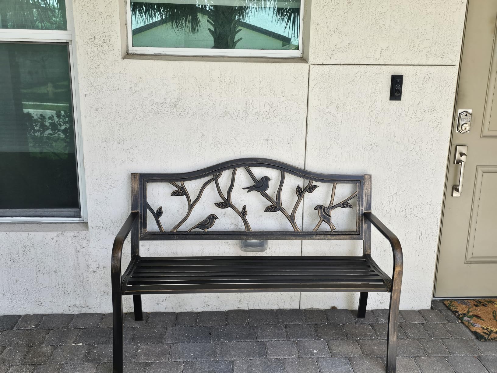 Sophia & William Metal Outdoor Bench Classic Floral Pattern, 50
