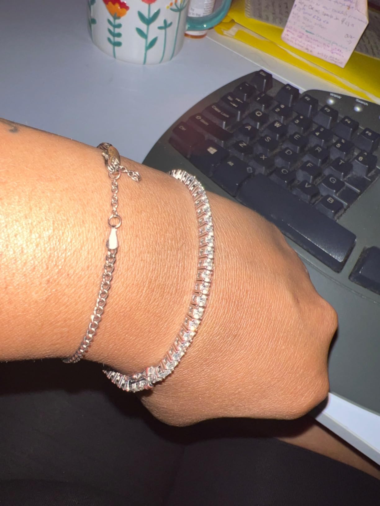 Gemsme 18K White/Yellow Gold Plated 3.0 Cubic Zirconia Classic Tennis Bracelet for Women and Men 6-9 Inches customer photo 2