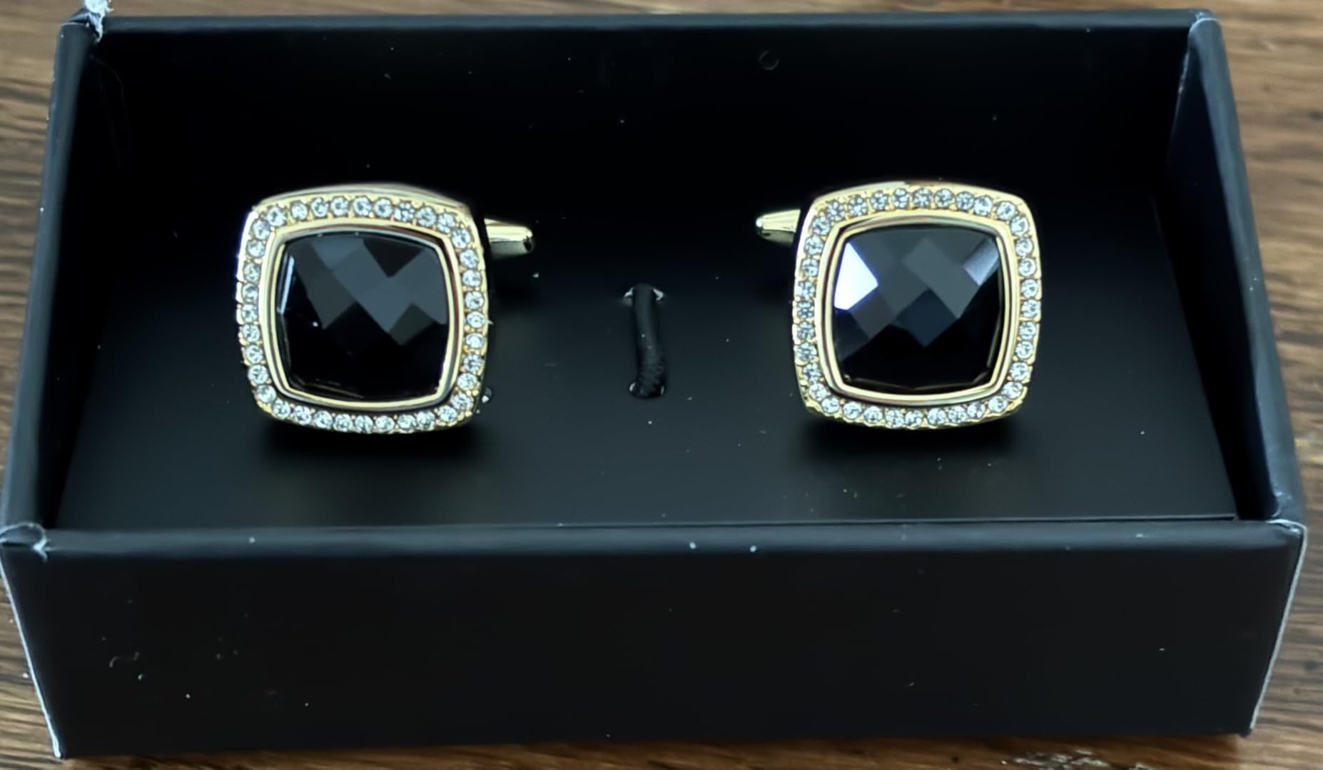 HAWSON Cufflinks for Men, Gold Diamond Crystal Cufflinks for Groom Husband Personalized Gifts, Mens Formal Wedding Business Cufflinks, Luxurious Gorgeous Cuff Links French Shirt Accessories customer photo 1