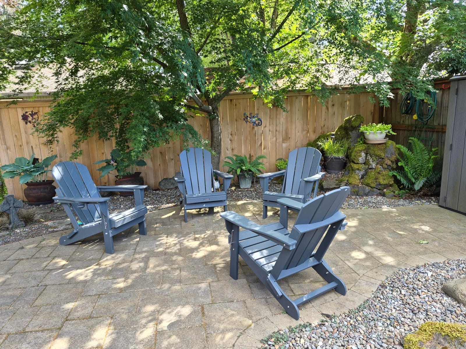 MUCHENGHY Folding Adirondack Chairs Patio Chairs Outdoor Adirondack Chair Weather Resistant Chair for Patio, Outside, Deck, Backyard, Fire Pit Chair, Campfire Chairs (Black) customer photo 1