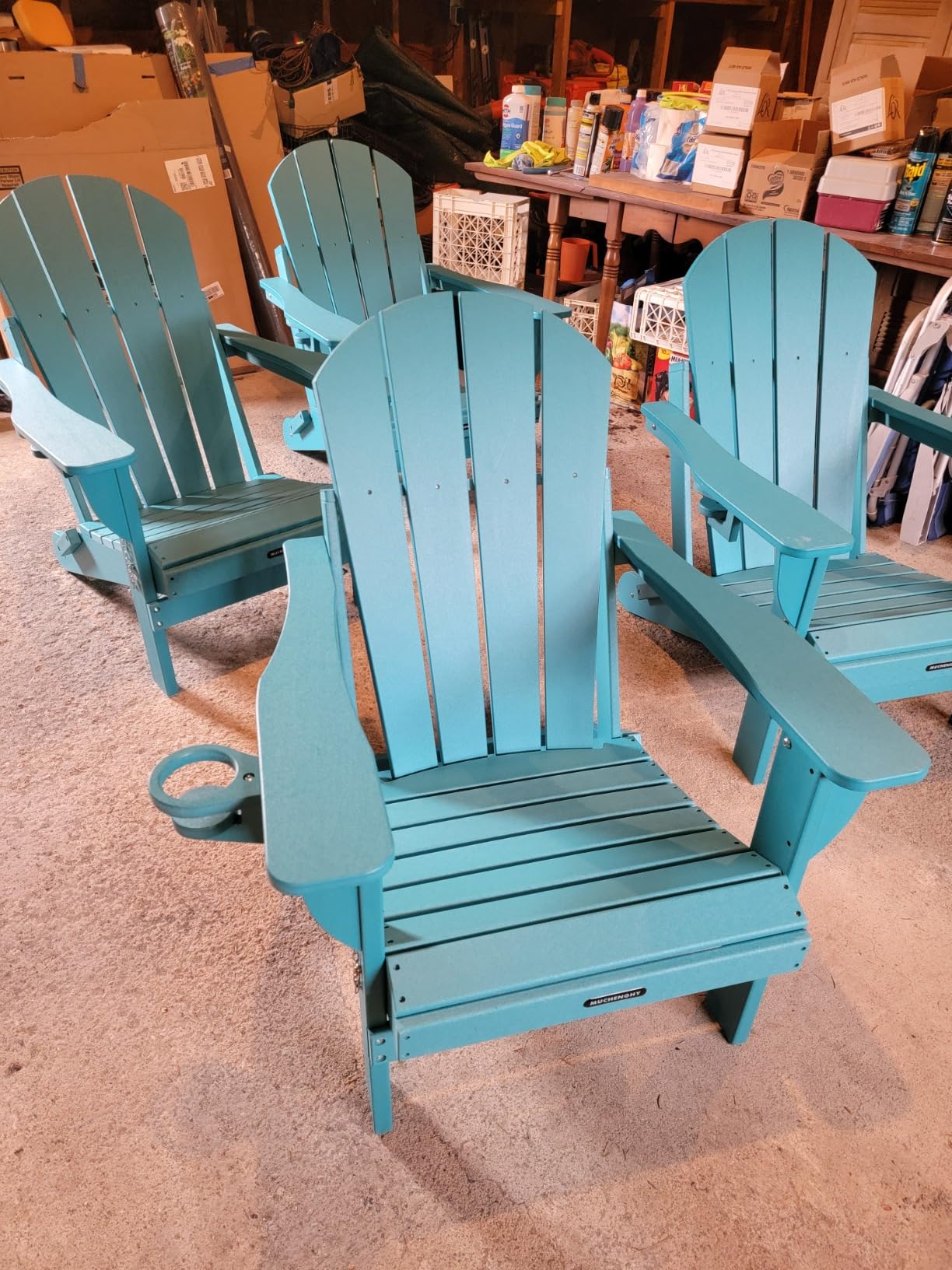 MUCHENGHY Folding Adirondack Chairs Patio Chairs Outdoor Adirondack Chair Weather Resistant Chair for Patio, Outside, Deck, Backyard, Fire Pit Chair, Campfire Chairs (Black) customer photo 2