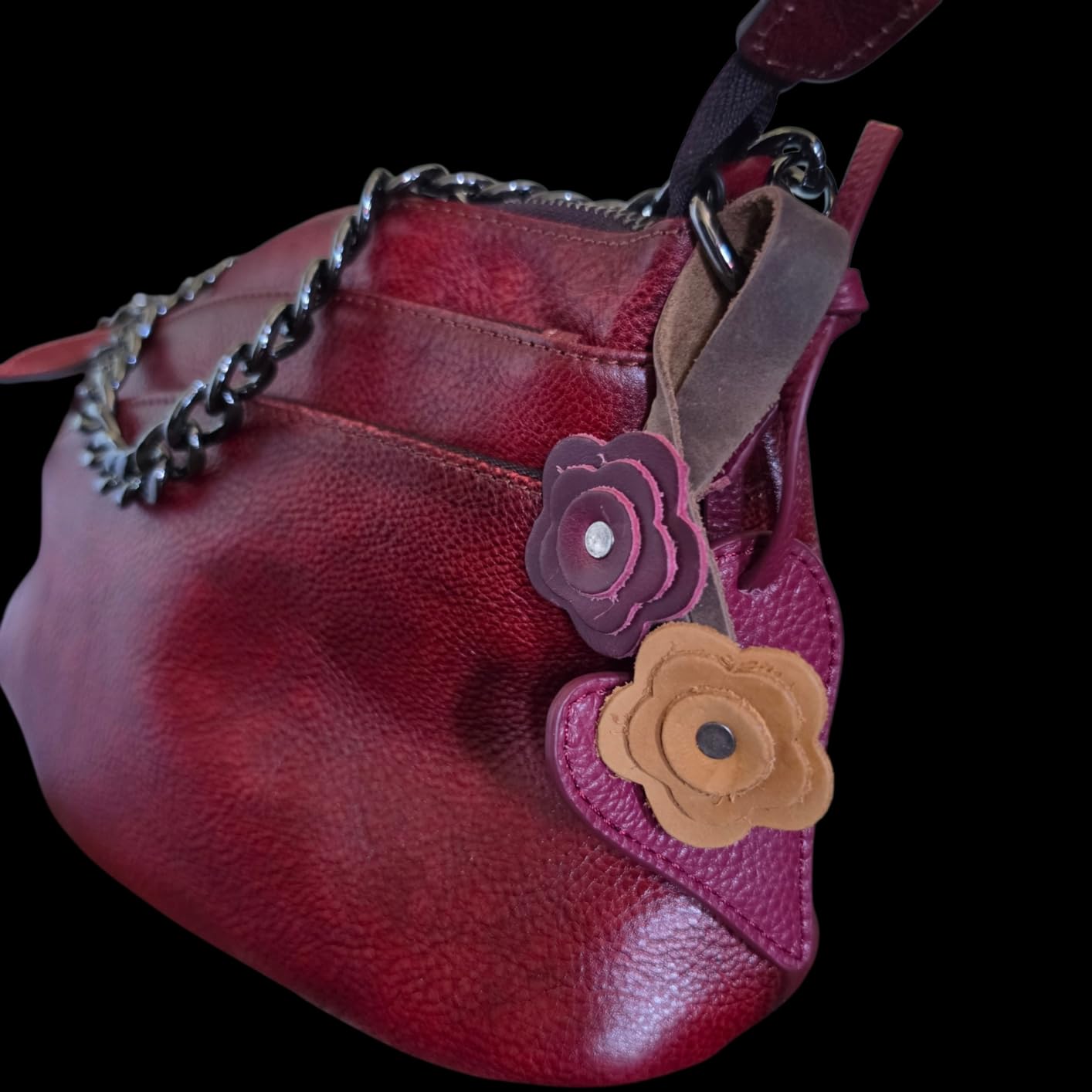 HESHE Leather Crossbody Bags for Women Vintage Shoulder Handbag for Travel | Multi Pockets,Adjustable Straps,Retro Cross body Bag Designer Medium Handbag Ladies Casual Hobo Satchel Purse for Daily Use customer photo 2