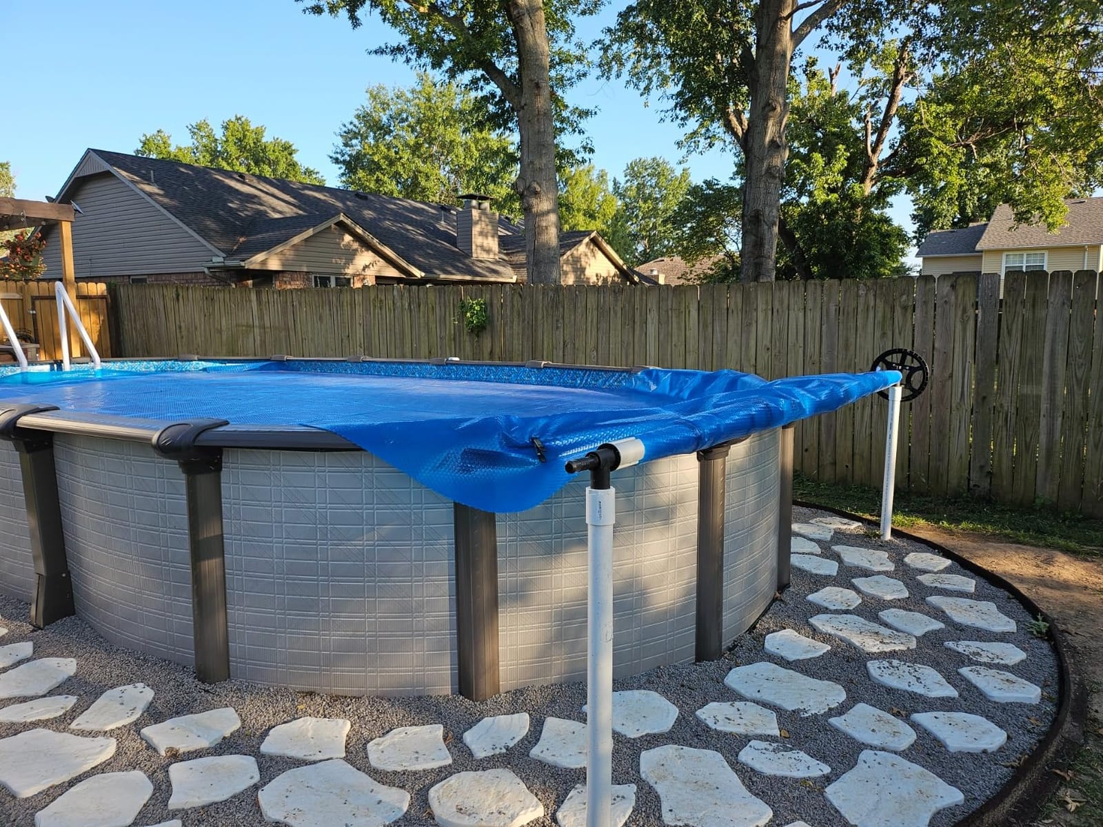 14FT Pool Cover Reel Set for Inground Pools, Fits 6-14 ft Wide Pool customer photo 1