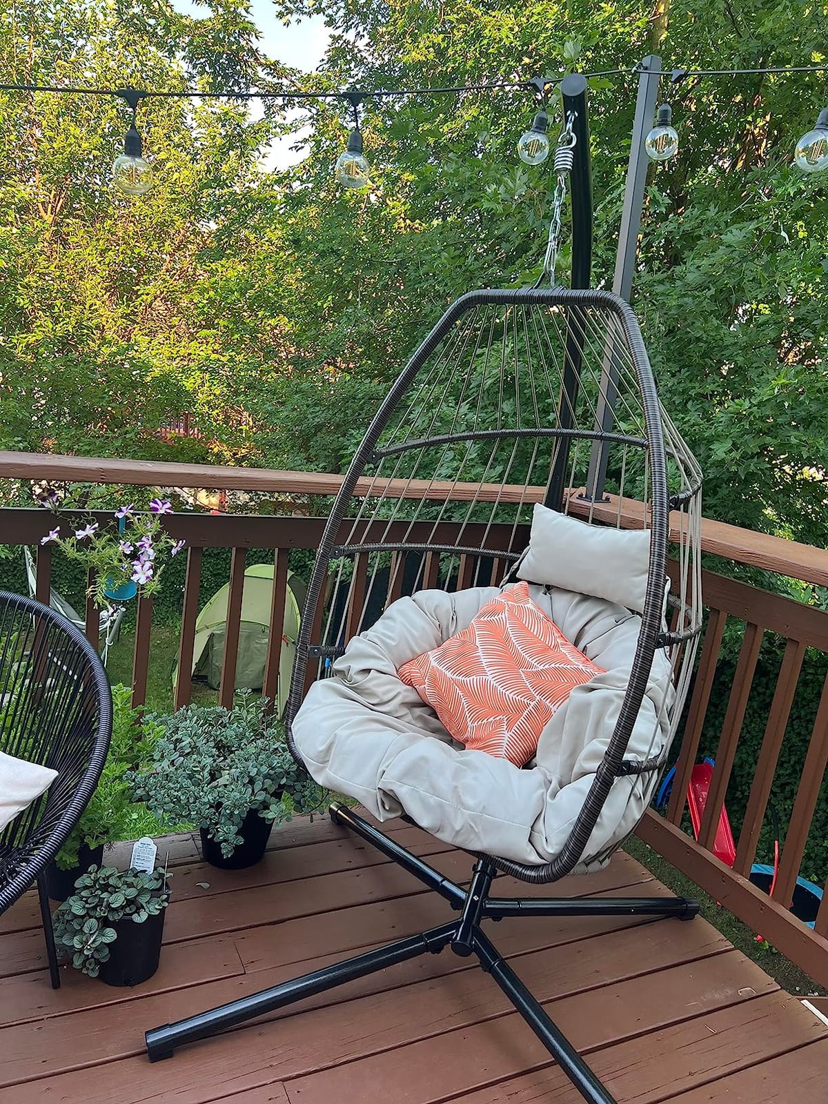 Egg Chair Hammock Chair Basket Chair Hanging Swing Chair UV Resistant Cushion with Stand for Indoor Bedroom Outdoor Garden Backyard customer photo 1
