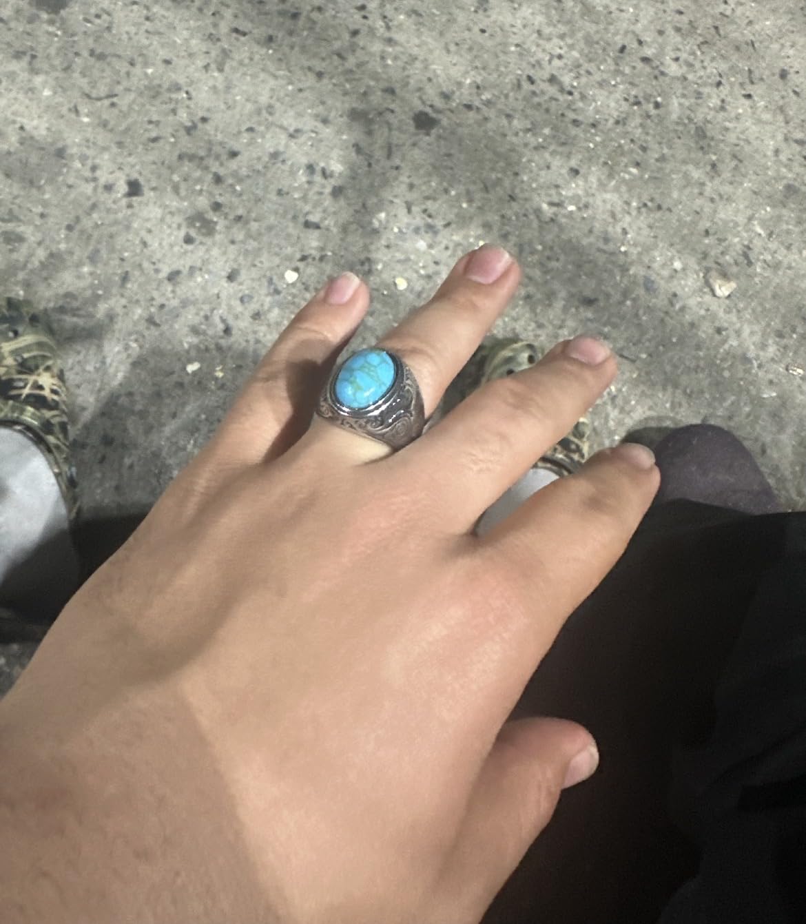 MYNENEY Retro Vintage Stone Rings for Men Turquoise Rings Stainless Steel customer photo 2