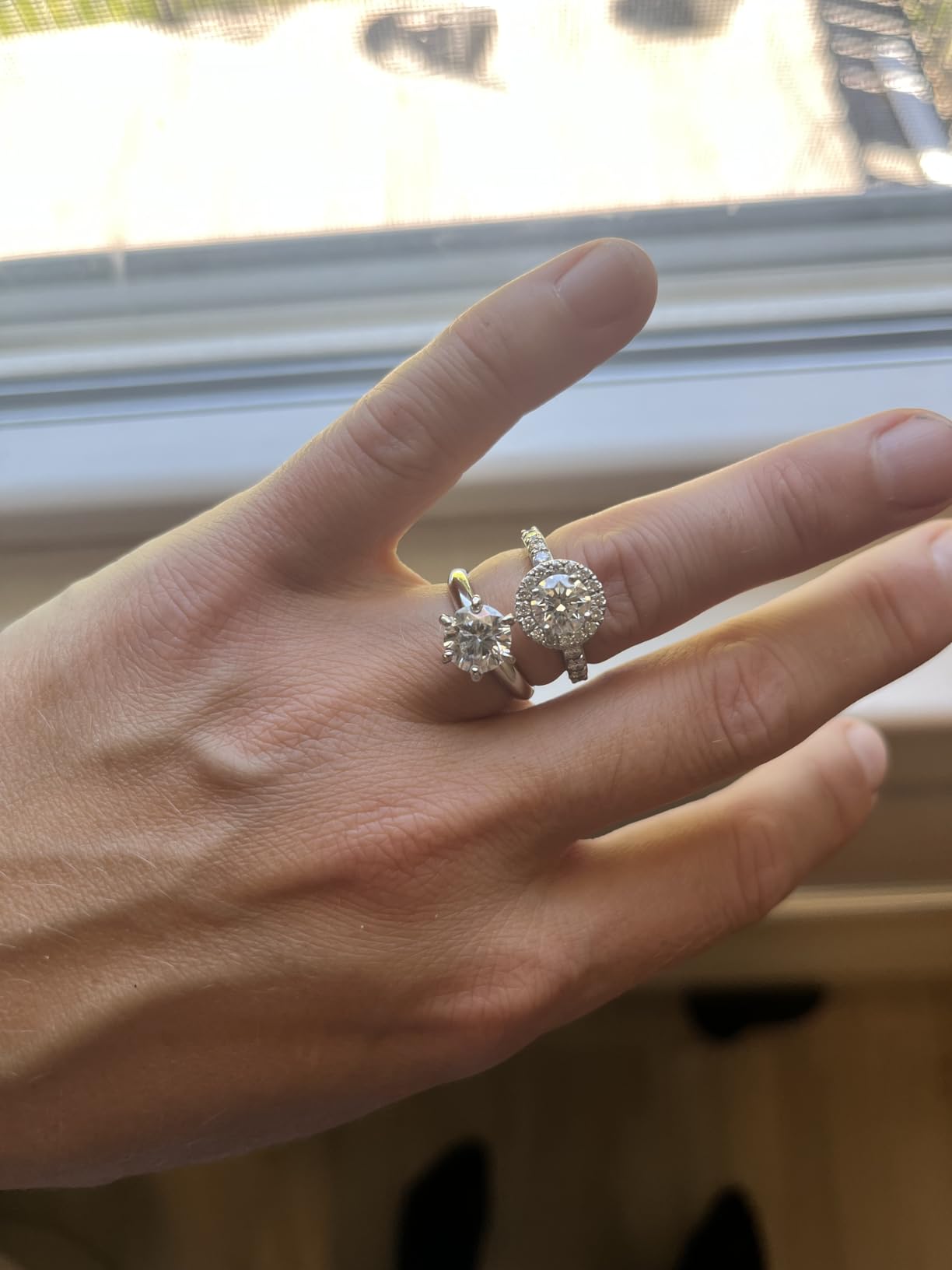 Moissanite Ring, 0.5/1/1.5/2/2.5/3CT Round Brilliant Cut Six Prong Solitaire Gold Plated 925 Sterling Silver Engagement Promise Wedding Rings for Women with Certificate customer photo 2