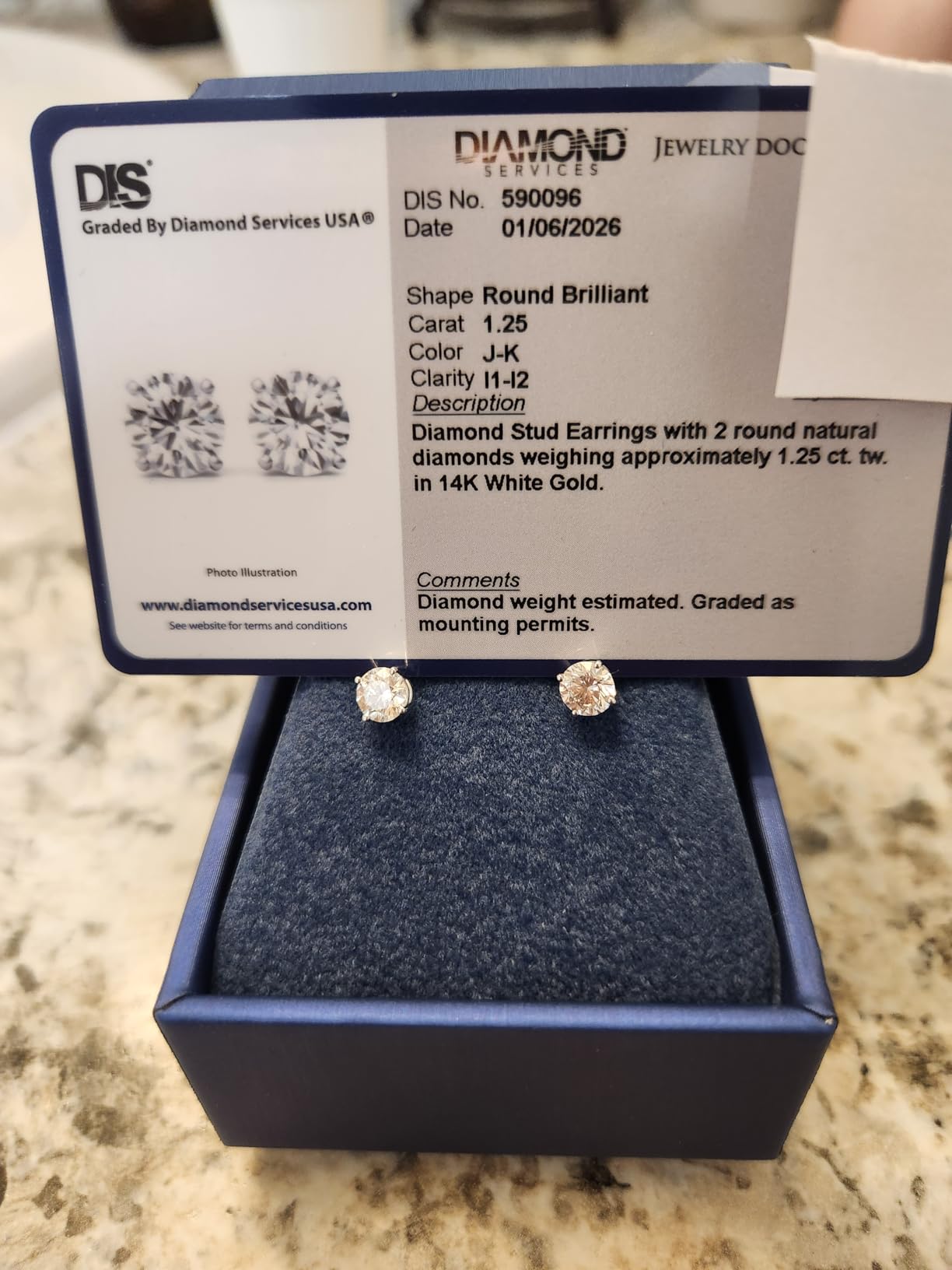 GIA Certified Natural Diamond Stud Earrings 14K Gold Screw Back Studs customer photo 1