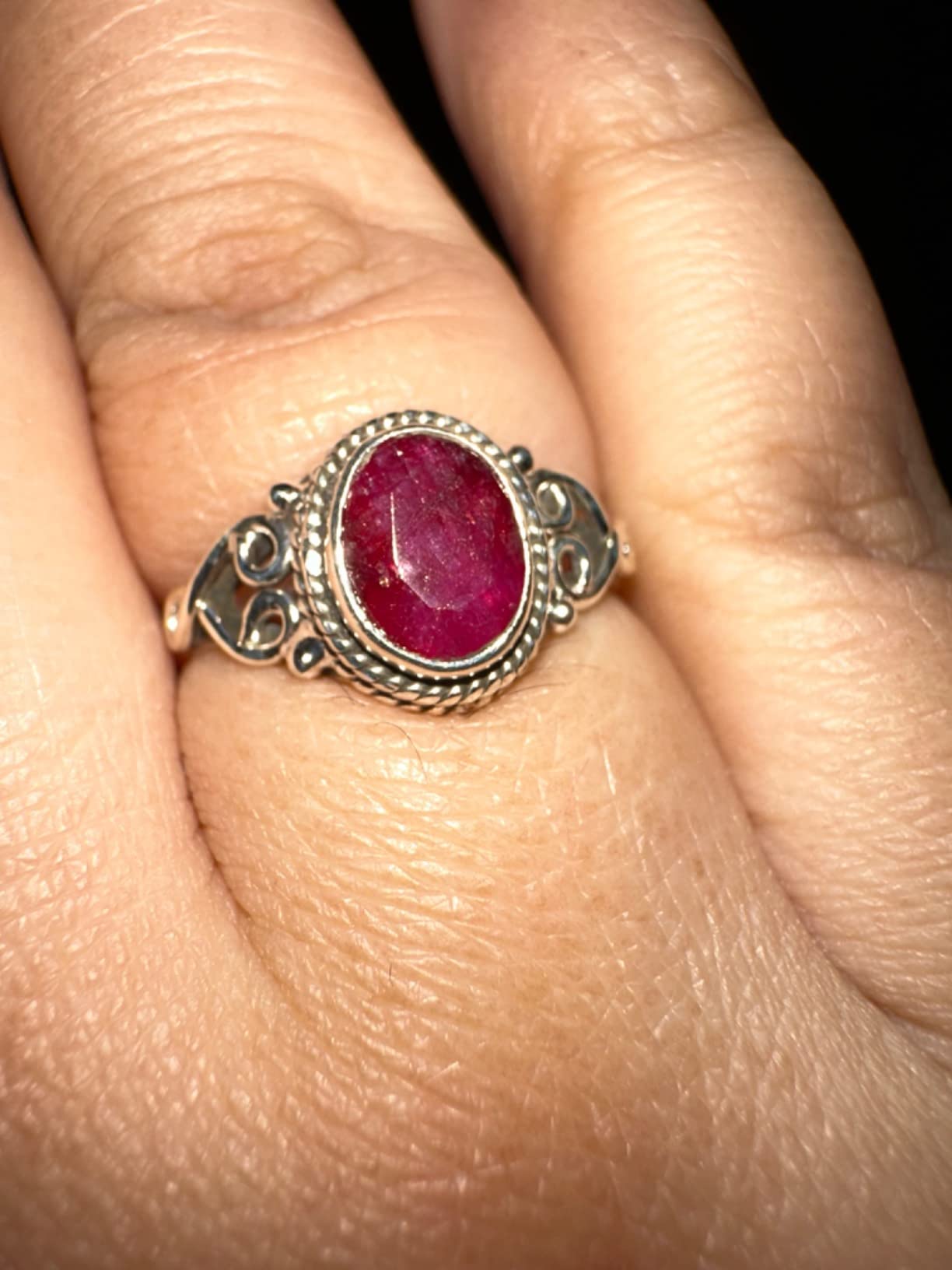 Ruby Stone Ring 925 Sterling Silver Statement Ring For Women Handmade Gemstone Christmas Jewellery Gift For Her customer photo 1