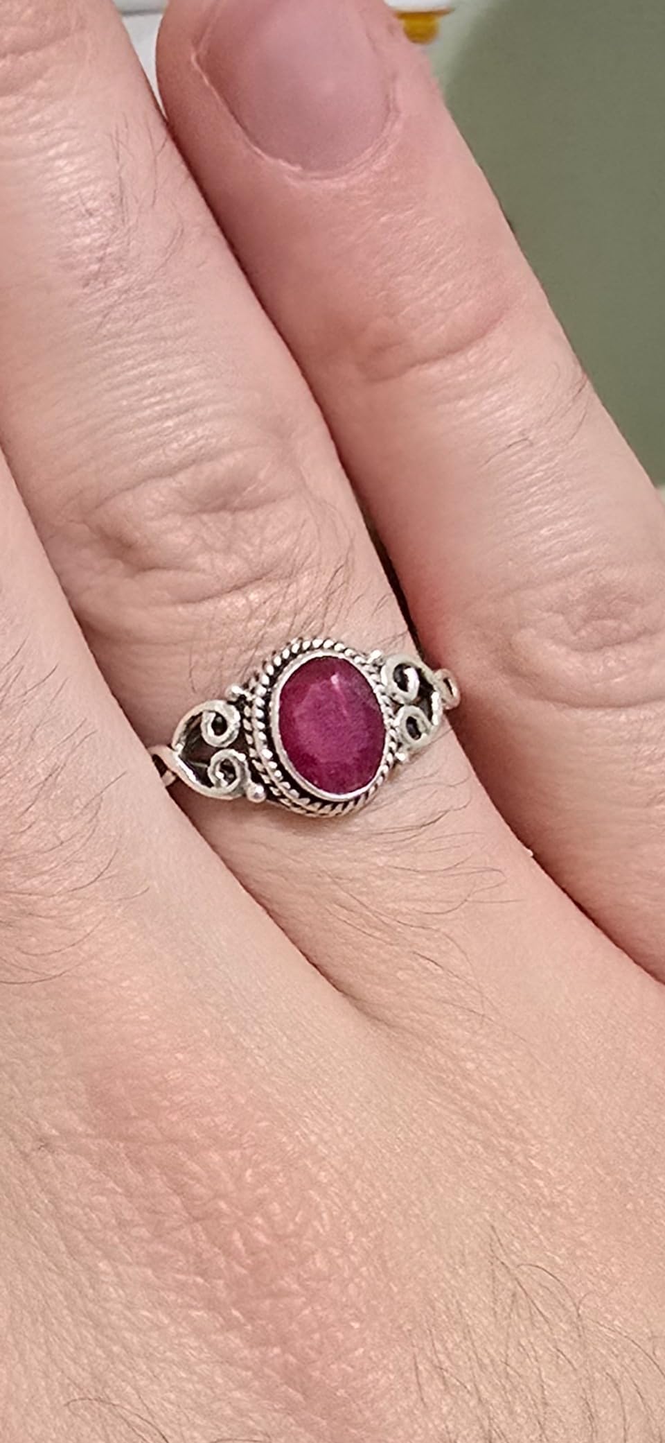 Ruby Stone Ring 925 Sterling Silver Statement Ring For Women Handmade Gemstone Christmas Jewellery Gift For Her customer photo 2