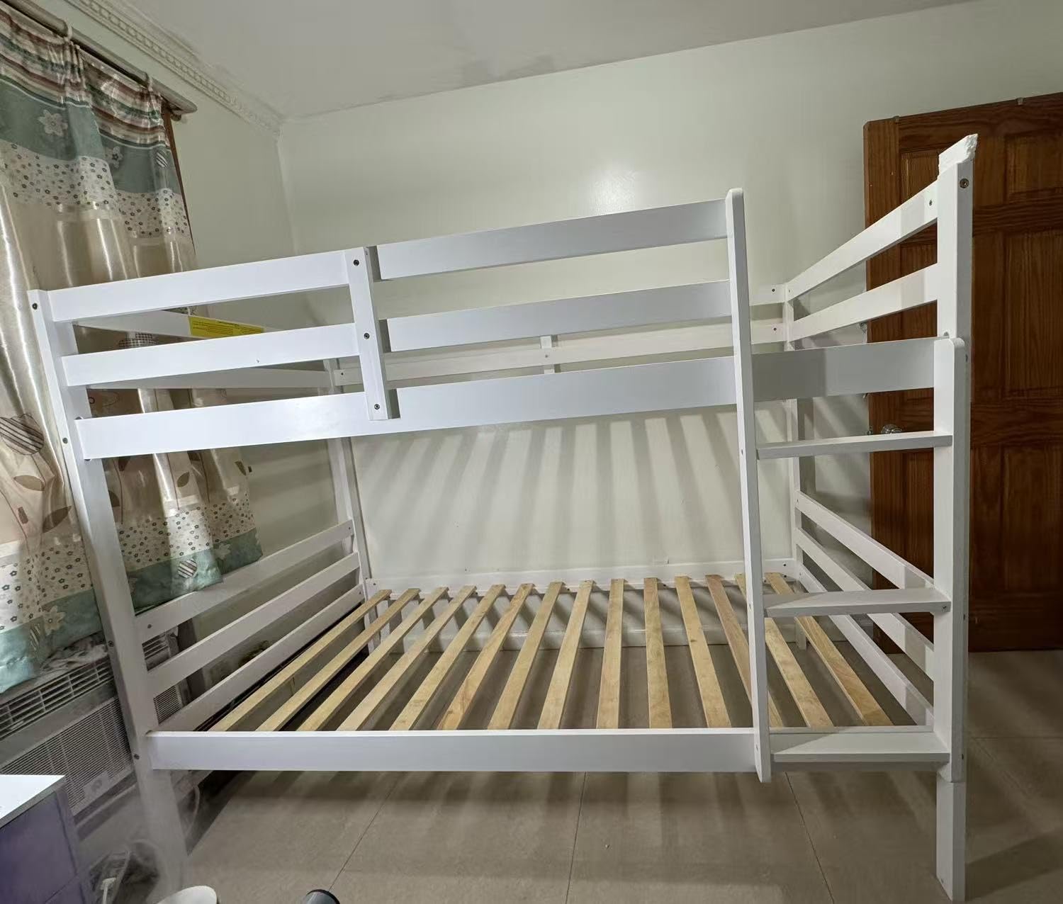 KOMFOTT Wood Bunk Bed Twin Over Twin, Bunk Bed with Ladder & Safety Guardrail, Solid Wood Bed Frame, Ideal for Dormitory & Multiple-Child Family, No Box Spring Needed, Kids Bed Frame customer photo 1