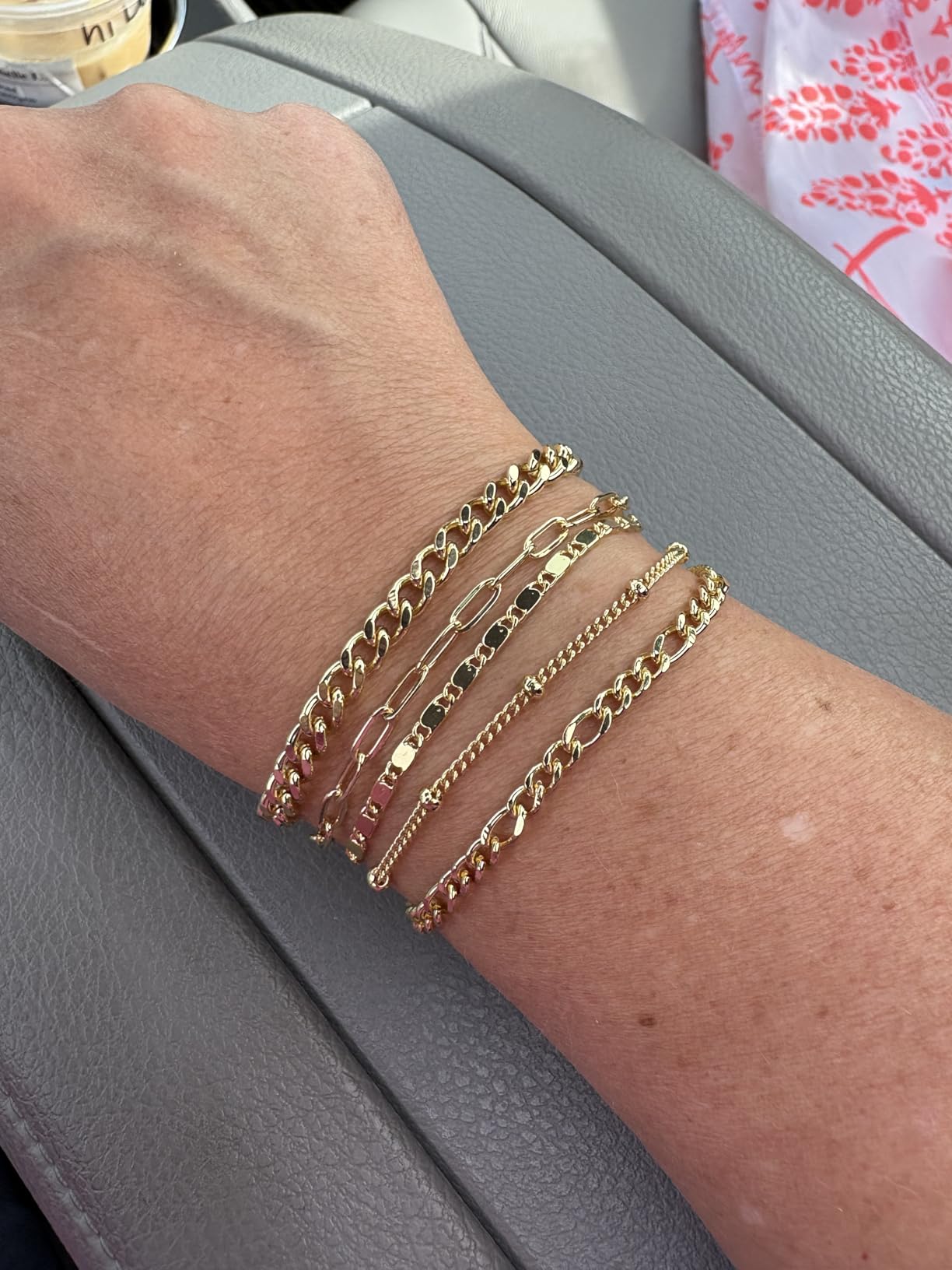 Gokeey Gold Bracelets Set for Women Non Tarnish Trendy,14K Gold Plated Dainty Stackable Paperclip Cuban Link Chain Bracelets, Simple Cute Cuff Bracelets Jewelry Set Adjustable 7