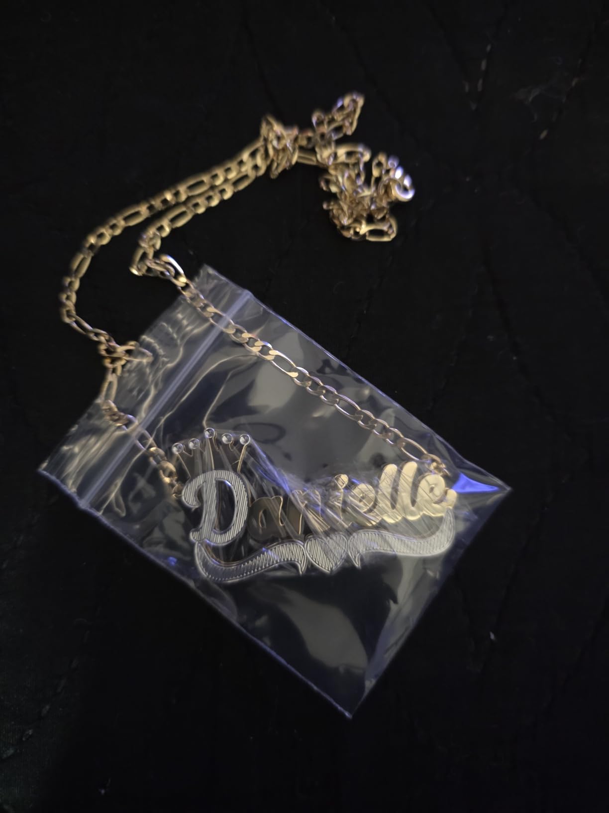 Double Plated Name Necklace 18k Gold Plated Nameplate Pendant for Women Men customer photo 1