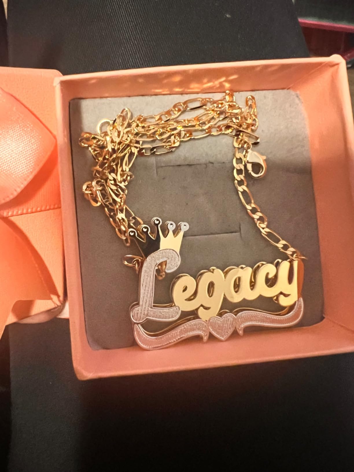 Double Plated Name Necklace 18k Gold Plated Nameplate Pendant for Women Men customer photo 2
