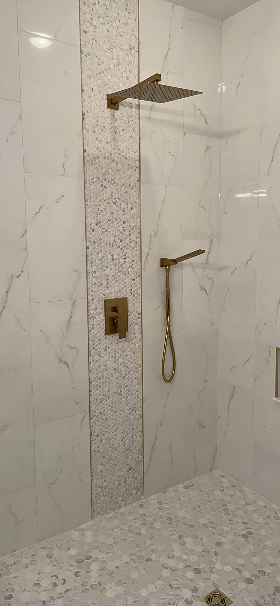 Iriber Brushed Gold Shower Head with Handheld,Rain Shower System Faucet Set customer photo 1
