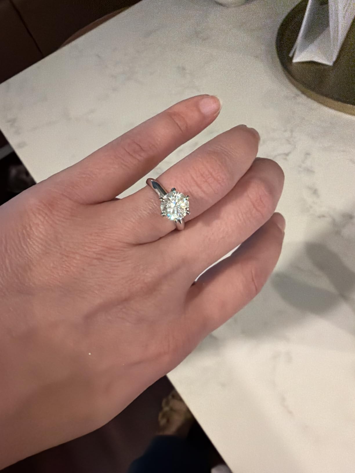 Moissanite Ring, 0.5/1/1.5/2/2.5/3CT Round Brilliant Cut Six Prong Solitaire Gold Plated 925 Sterling Silver Engagement Promise Wedding Rings for Women with Certificate customer photo 1