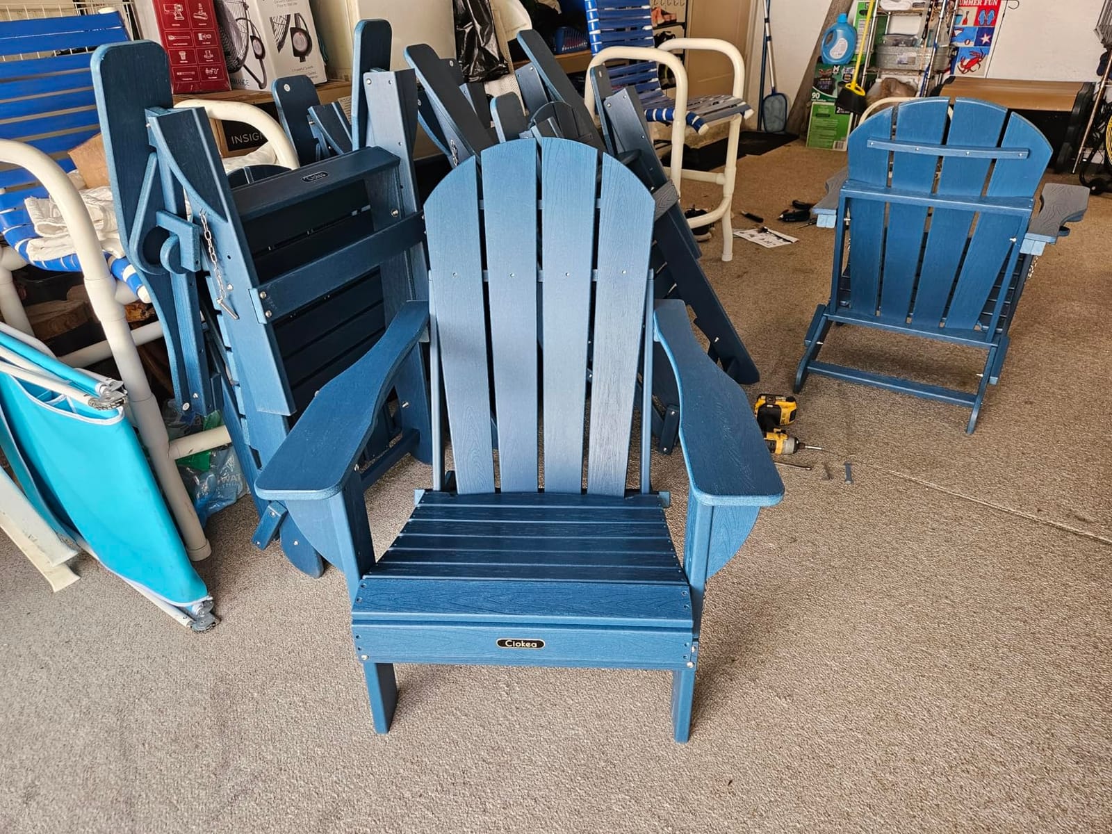 Ciokea Folding Adirondack Chair Wood Texture for Patio, Weather Resistant, Plastic Fire Pit Chair with Cup Holder, Lawn Chair for Outdoor Porch Garden Backyard Deck (Black) customer photo 1