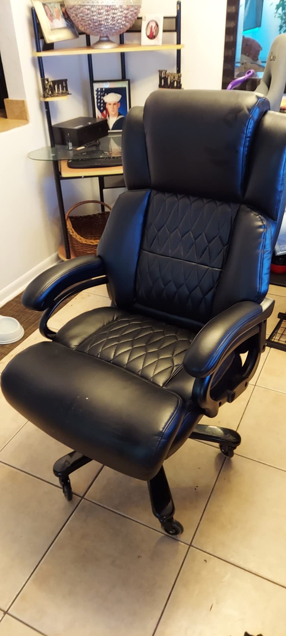 Big and Tall 400lbs Office Chair - Adjustable Lumbar Support Quiet Rubber Wheels Heavy Duty Metal Base, High Back Large Executive Computer Desk, Thick Padded Ergonomic Design for Back Pain (Black) customer photo 2