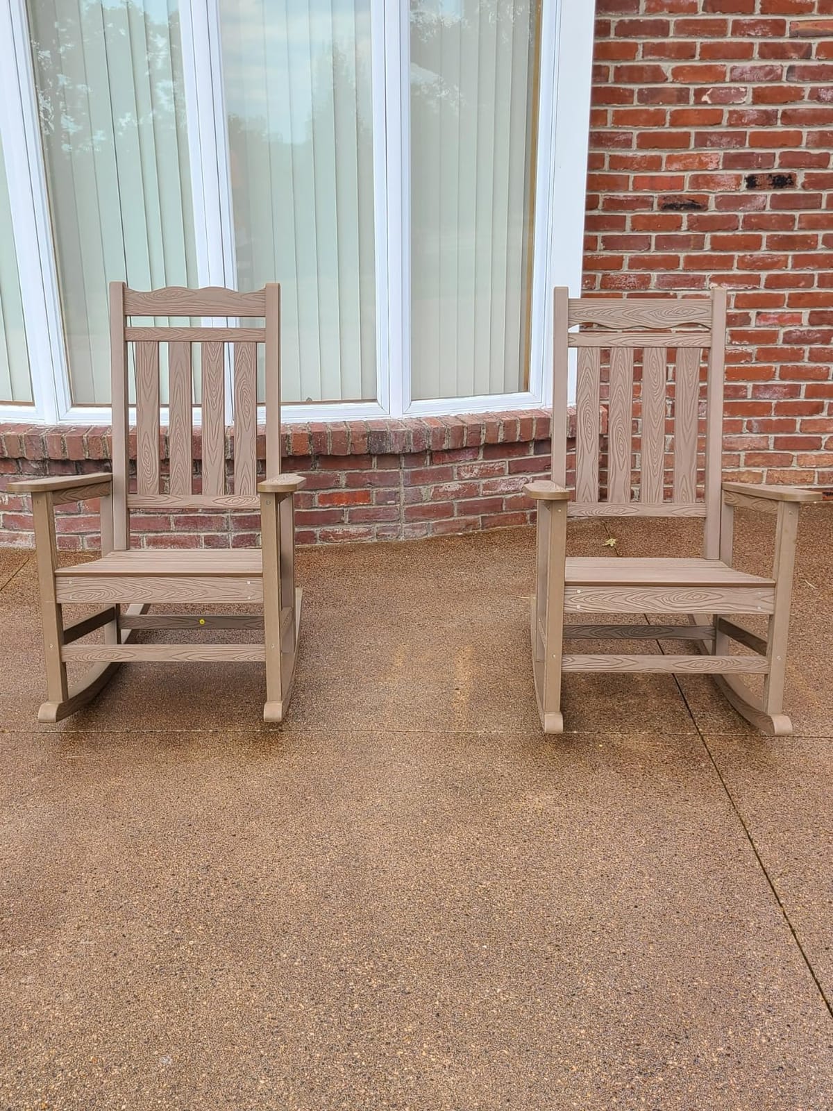 Stoog Patio Rocking Chairs Set of 2, All-Weather Outdoor & Indoor Porch Rocker with 400 lbs Weight Capacity, Front Porch Rocker Chairs Looks Like Real Wood, Teak customer photo 1