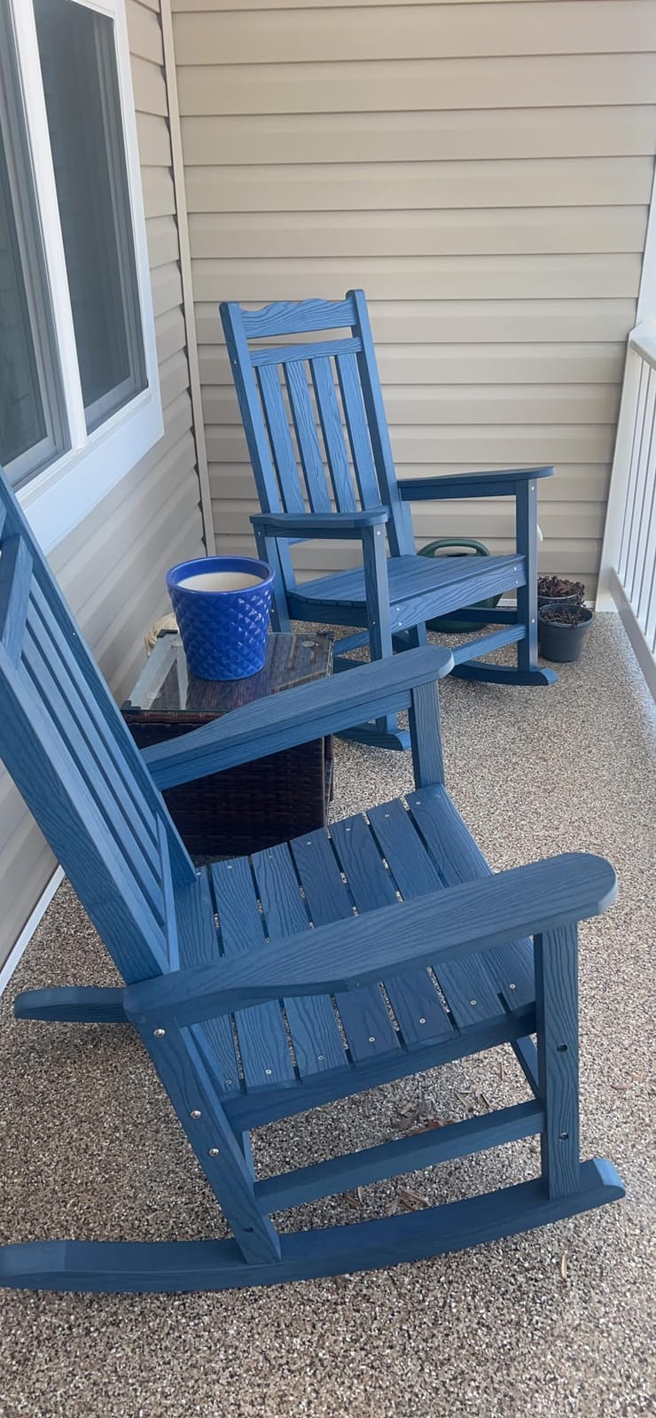 Stoog Patio Rocking Chairs Set of 2, All-Weather Outdoor & Indoor Porch Rocker with 400 lbs Weight Capacity, Front Porch Rocker Chairs Looks Like Real Wood, Teak customer photo 2