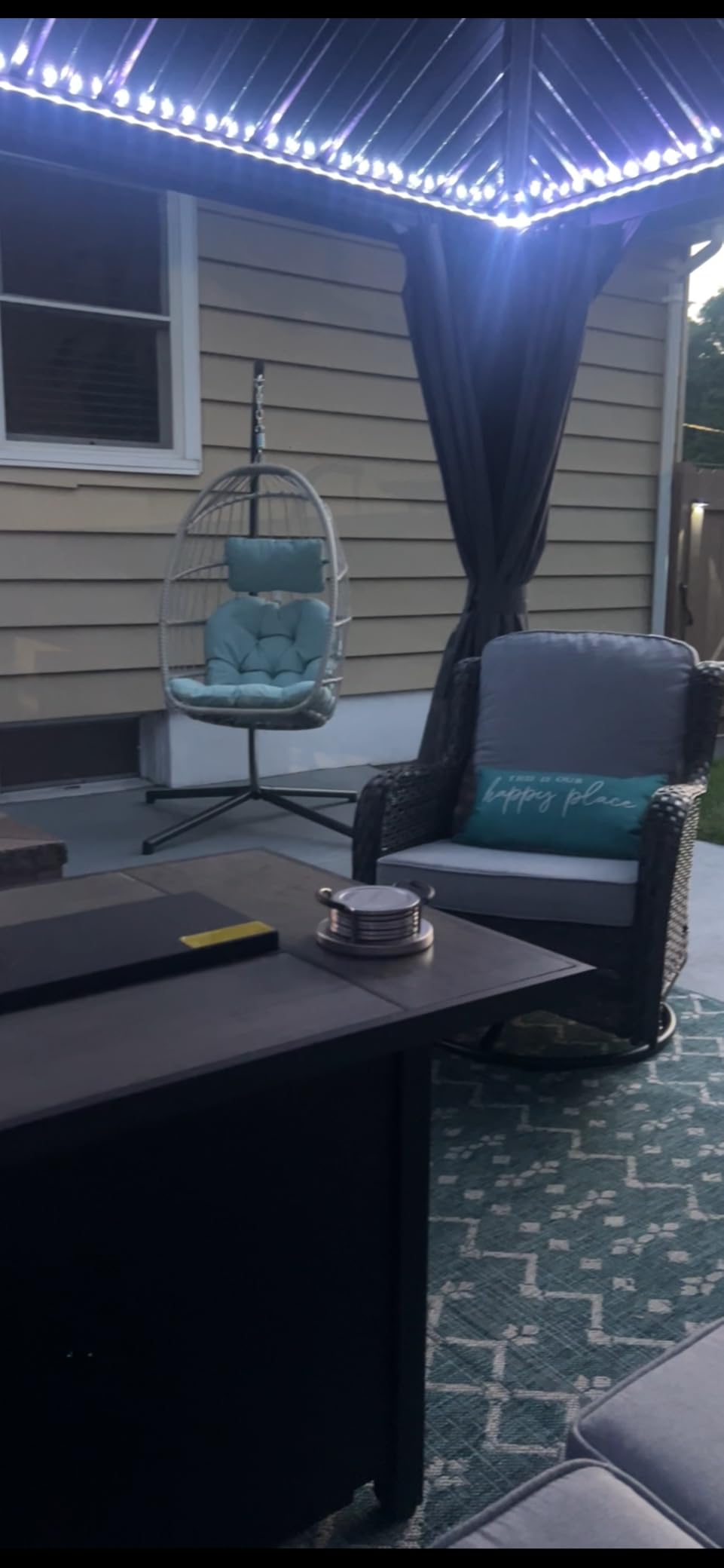 Yechen Indoor Outdoor Egg Hanging Chair with Stand, Charcoal Grey customer photo 2
