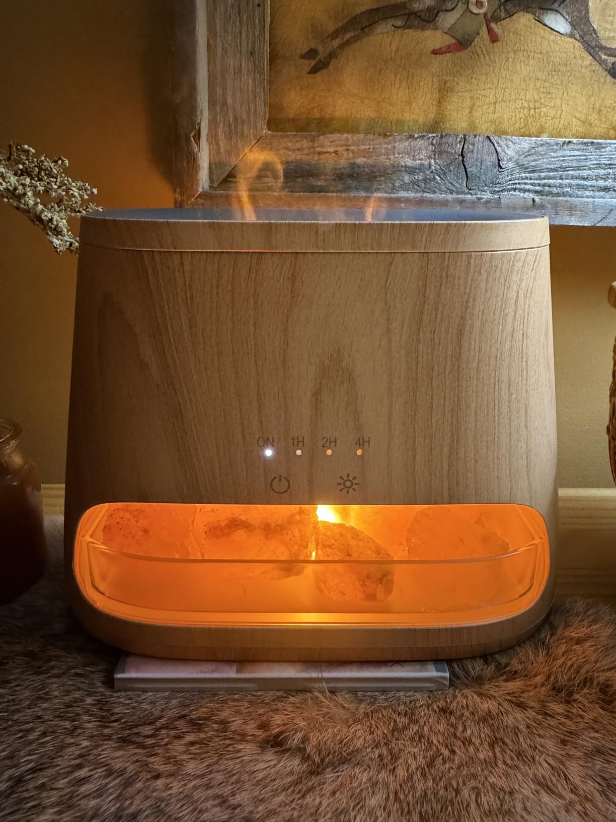 SALKING 2-in-1 Essential Oil Diffuser for Home & Himalayan Salt Lamp, 150ml | Ultrasonic Aromatherapy Diffuser, Cool Mist Humidifier with Auto Shut-Off, 100% Pure Himalayan Pink Salt Rock, Wooden Grain customer photo 1
