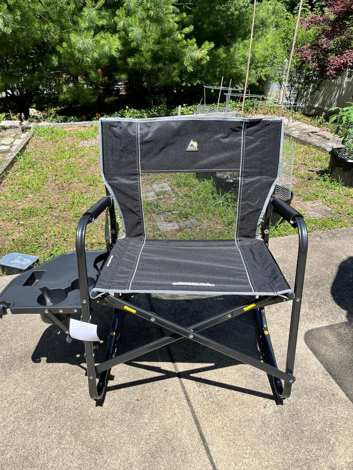 GCI Outdoor Freestyle Rocker XL with Side Table Camping Chair | Portable Folding Rocking Chair with Solid, Durable Armrests, Drink Holder & Comfortable Backrest — Black customer photo 1