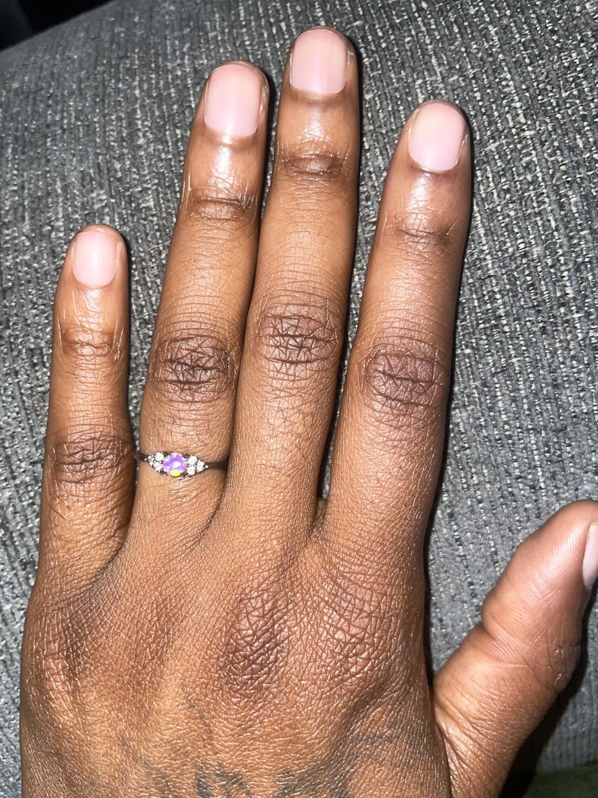 espere Sterling Silver Halo Opal Stacking Ring Simple Dainty Gold Ring Opal Ring Birthstone Ring 4-10 customer photo 2