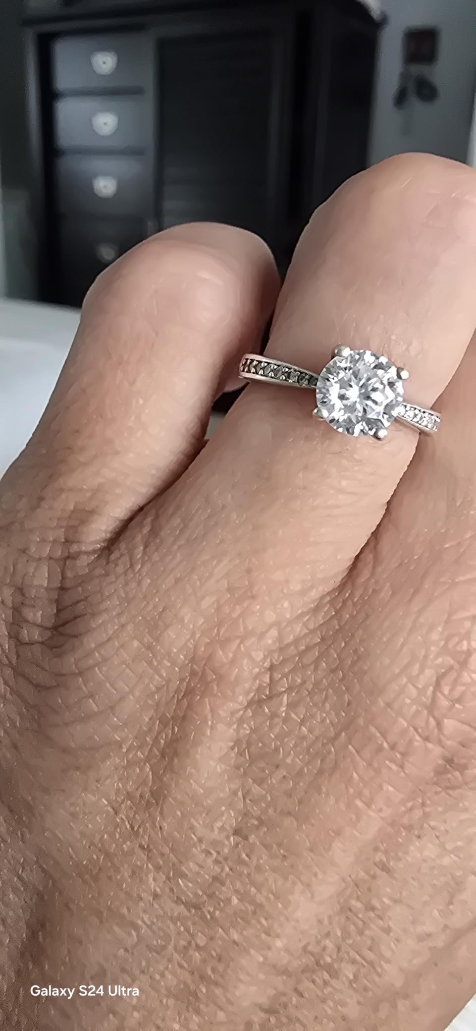 MomentWish Promise Rings for Her, 1Carat Moissanite Engagement Rings, D Color VVS1 Simulated Diamond 925 Sterling Silver Accent Rings customer photo 1