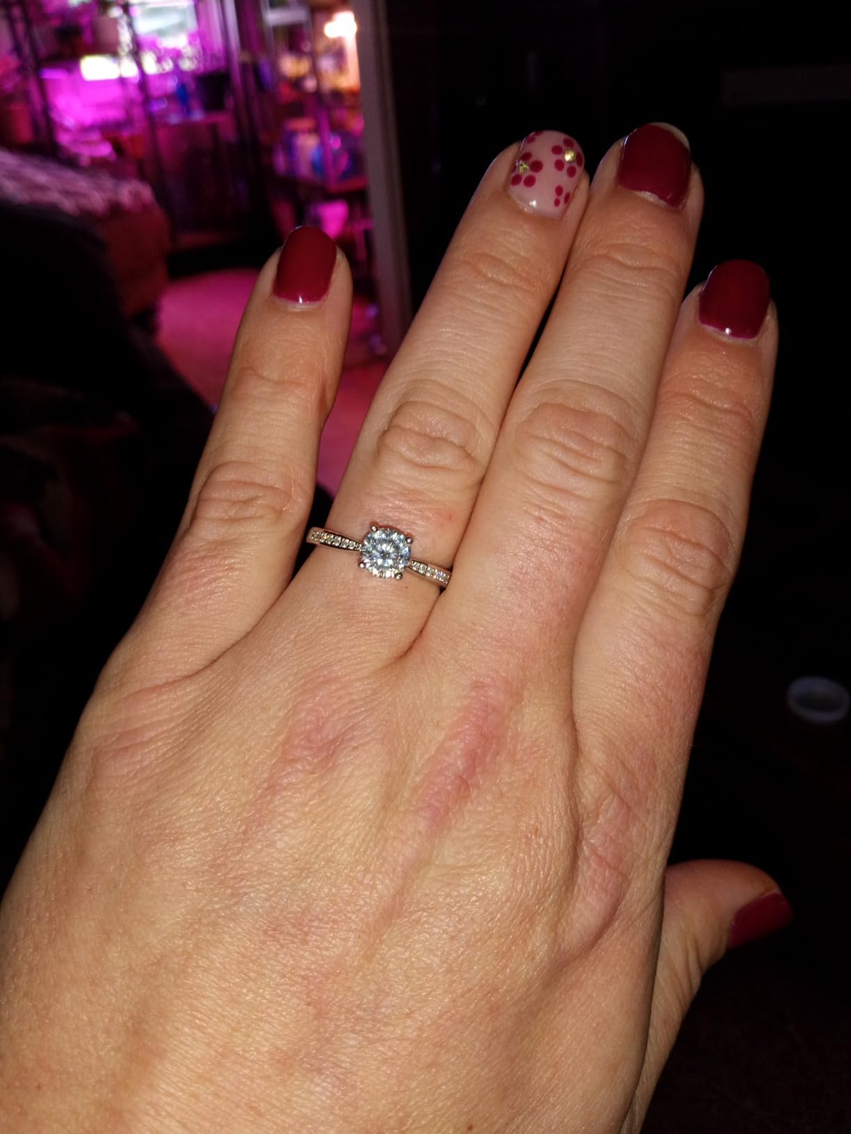 MomentWish Promise Rings for Her, 1Carat Moissanite Engagement Rings, D Color VVS1 Simulated Diamond 925 Sterling Silver Accent Rings customer photo 2