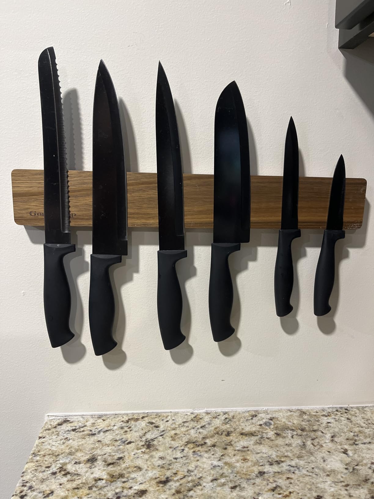 Gourmetop Magnetic Knife Holder for Wall 16”, Acacia Wood, No Drill Fridge customer photo 1