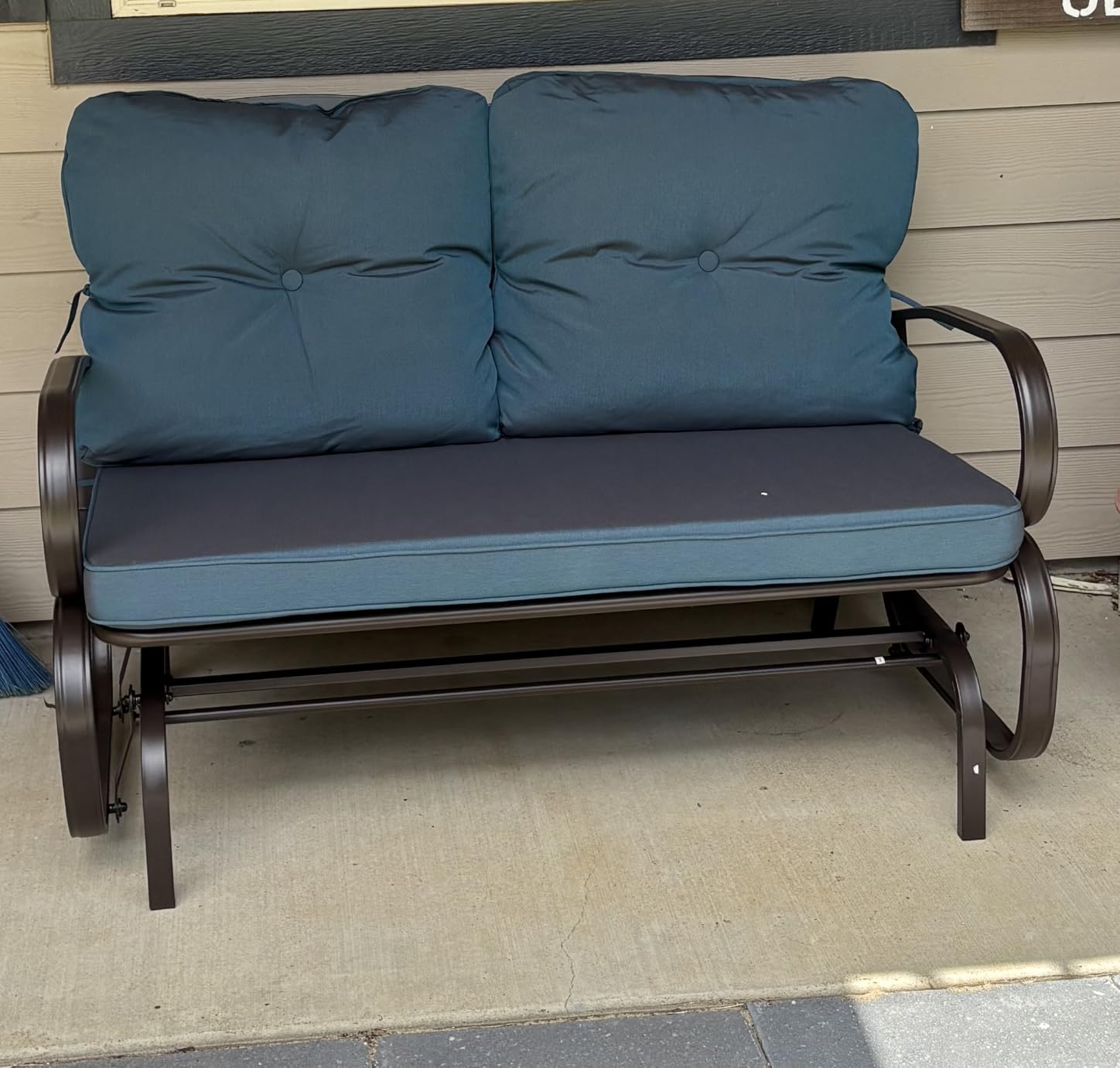 Crownland Outdoor Patio Glider Chair for 2-Person, Red customer photo 1