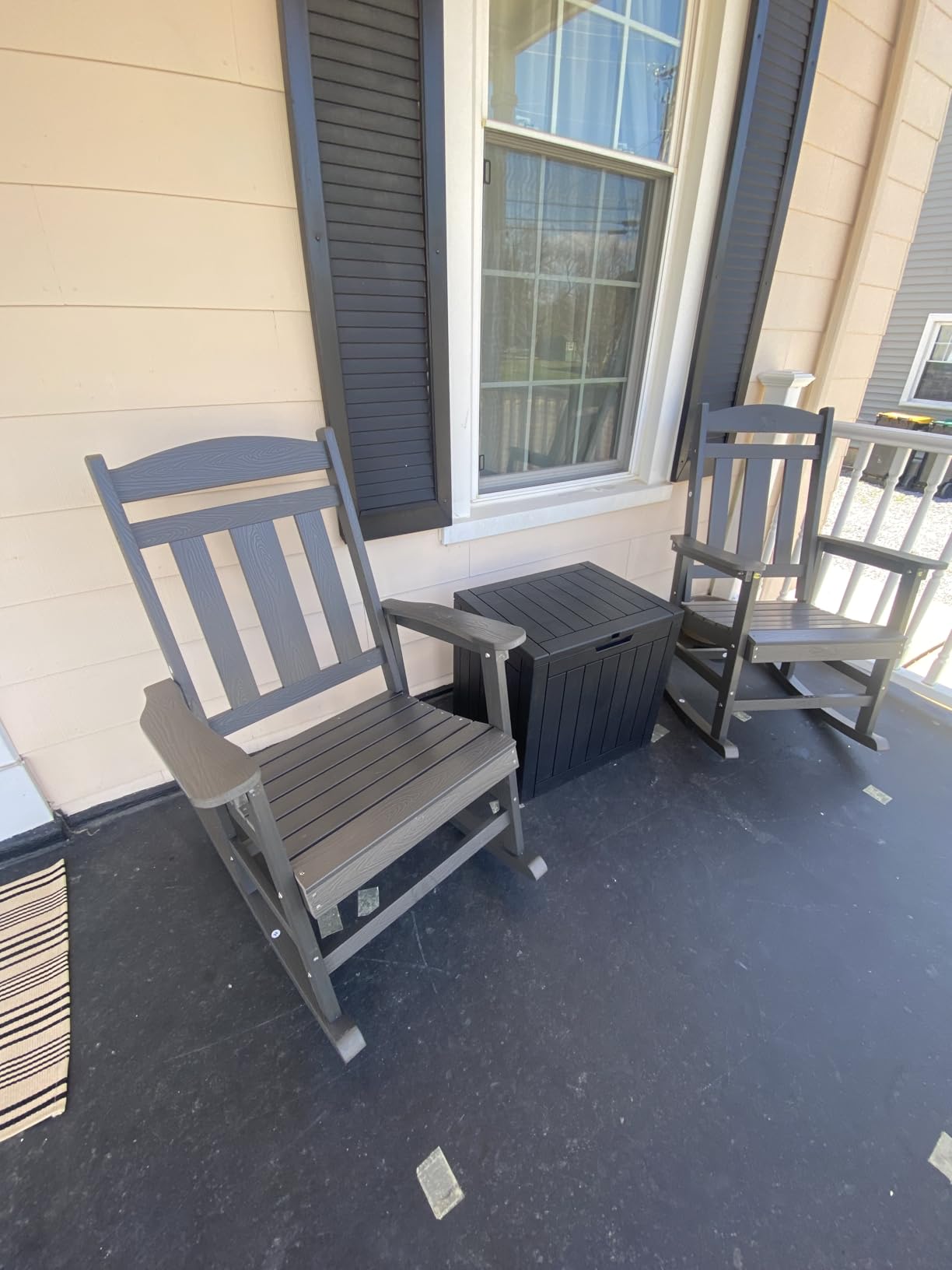 LUE BONA Outdoor Rocking Chairs Set of 2, Weather Resistant HDPS Poly Rocker Chairs, 350lb Heavy Duty, Oversized Porch Rocker for Adult, High Back Smooth Rocking Chair for Outdoor & Indoor, White customer photo 2