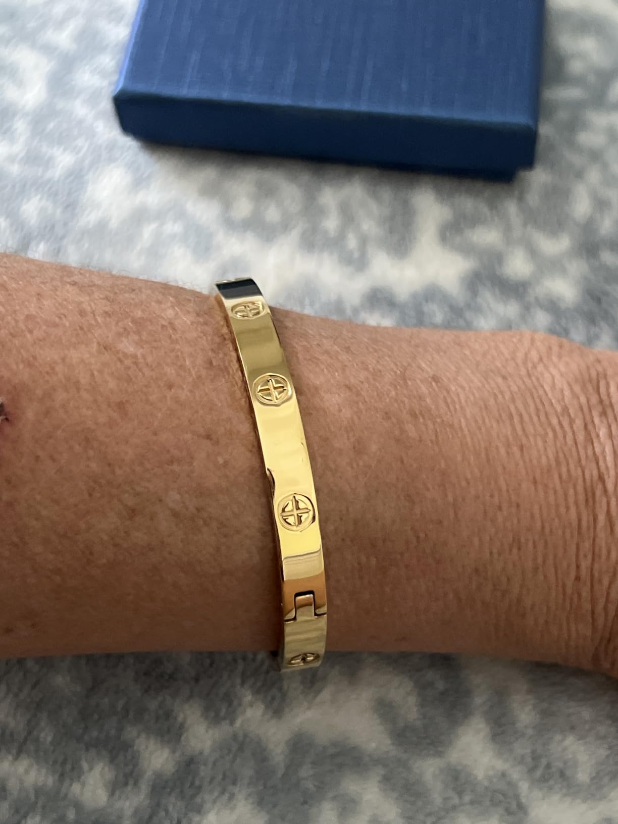 RIMRIVA Gold Bracelets for Women Friendship Love Bangle Jewelry customer photo 2