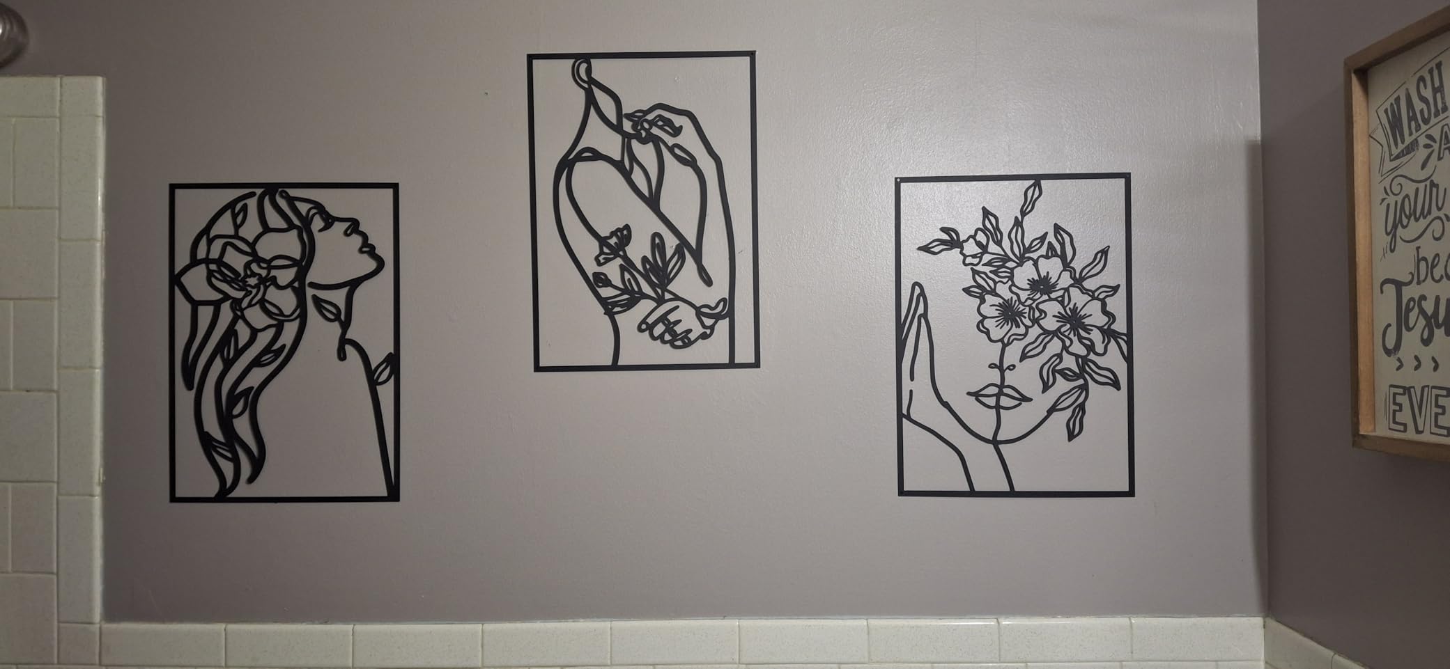 AGIOTA 3 Pcs Gold Metal Wall Decor, Minimalist Floral Women Line Drawing Wall Art, Elegant Abstract Lady Silhouette Metal Wall Hanging for Home Bedroom Living Room customer photo 1