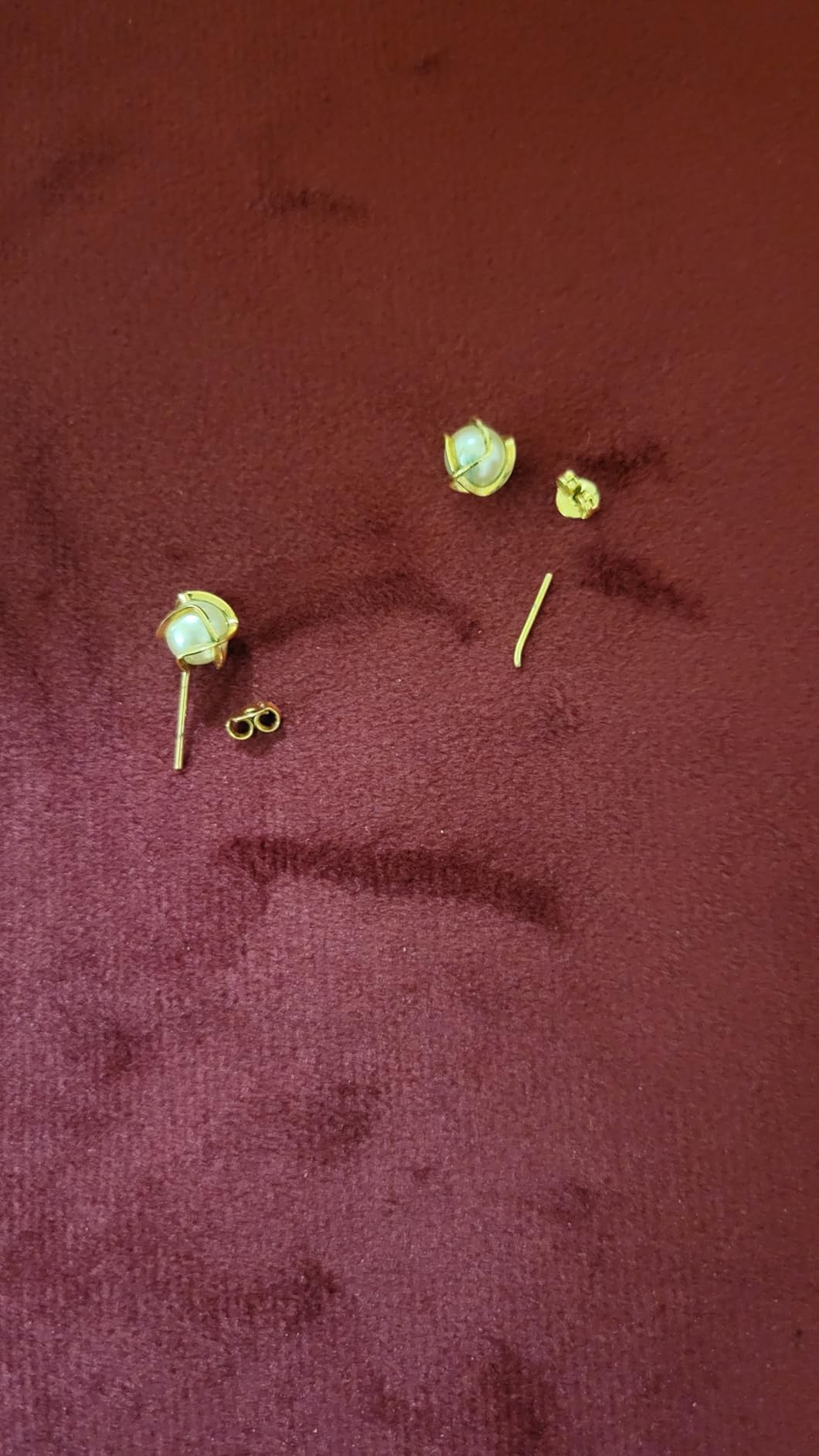Barzel 18K Gold Plated Caged Pearl Stud Earrings, 6MM - Made In Brazil customer photo 2