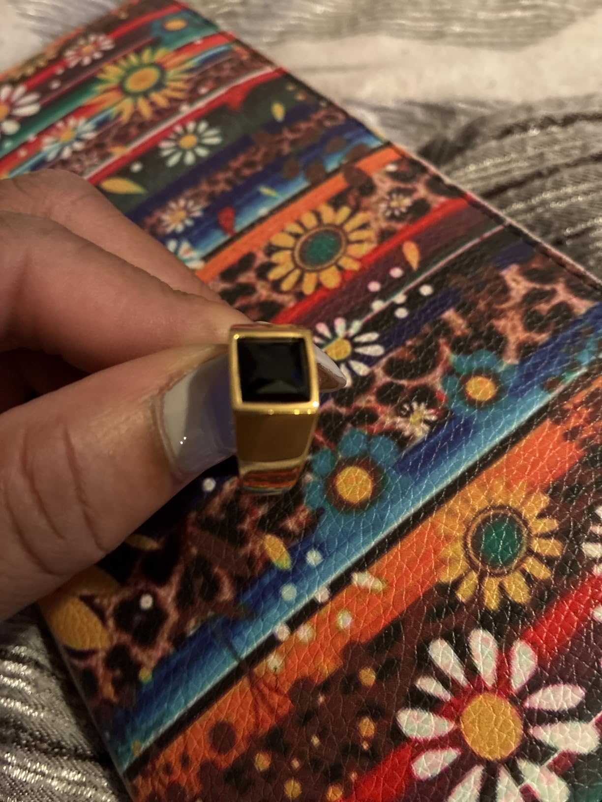 Bestyle Stainless Steel Men Signet Ring-Black/Blue Gemstone Band Ring-Classic Simple Thick Men Ring Size 7-14 customer photo 2