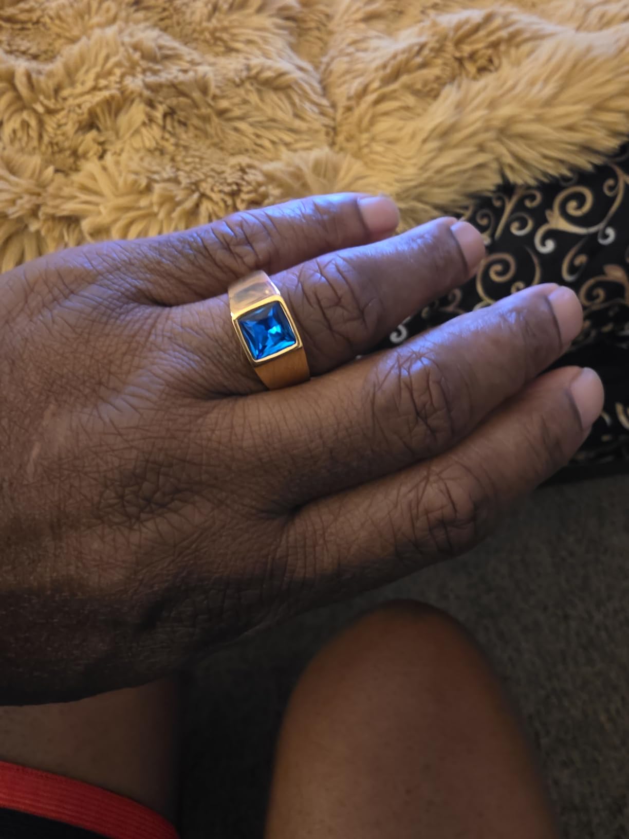 Bestyle Stainless Steel Men Signet Ring-Black/Blue Gemstone Band Ring-Classic Simple Thick Men Ring Size 7-14 customer photo 1