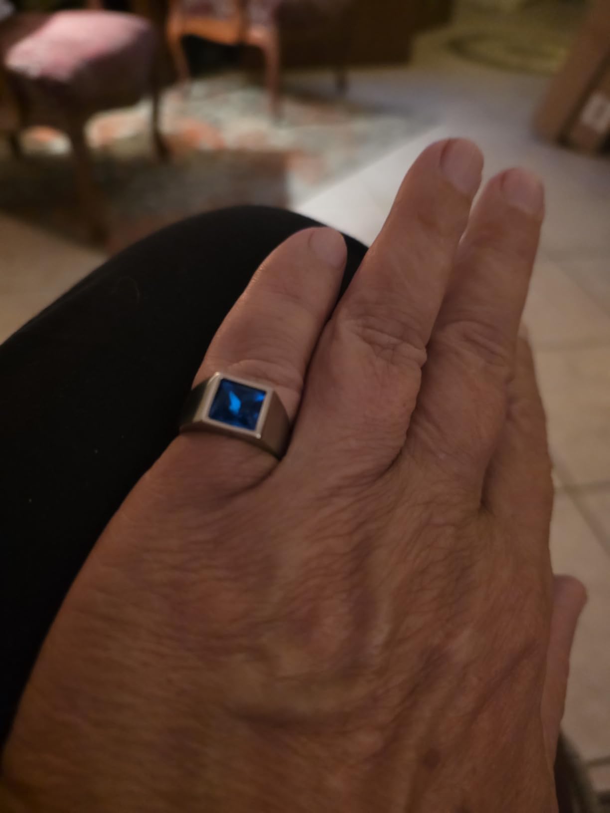 Bestyle Stainless Steel Men Signet Ring-Black/Blue Gemstone Band Ring-Classic Simple Thick Men Ring Size 7-14 customer photo 2