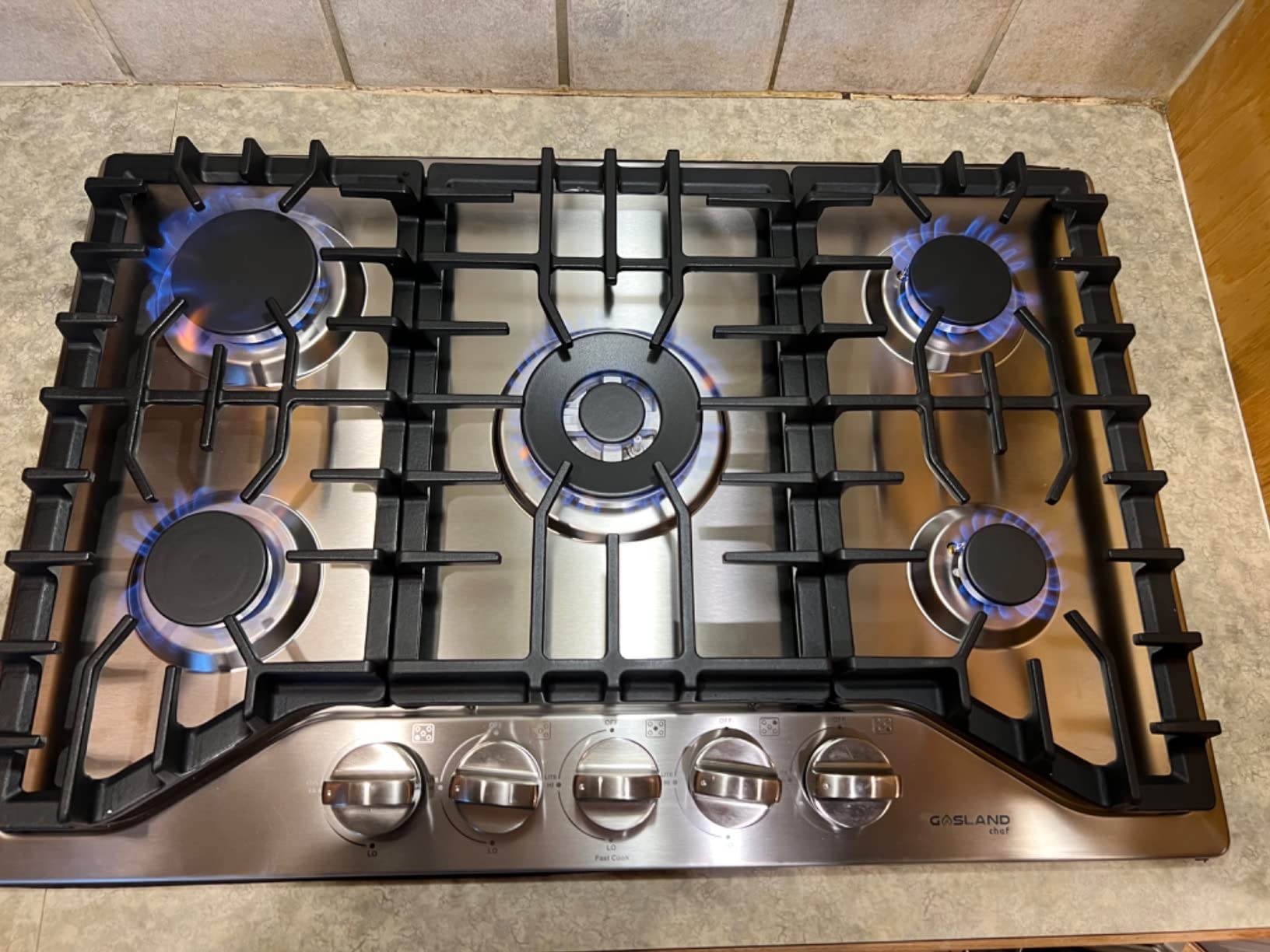 GASLAND 36 Inch Gas Cooktop, PRO GH3365SF 5 Burner Gas Stovetop with Reversible Cast Iron Grill/Griddle, Plug-in, NG/LPG Convertible Cooktops, Stainless Steel customer photo 2