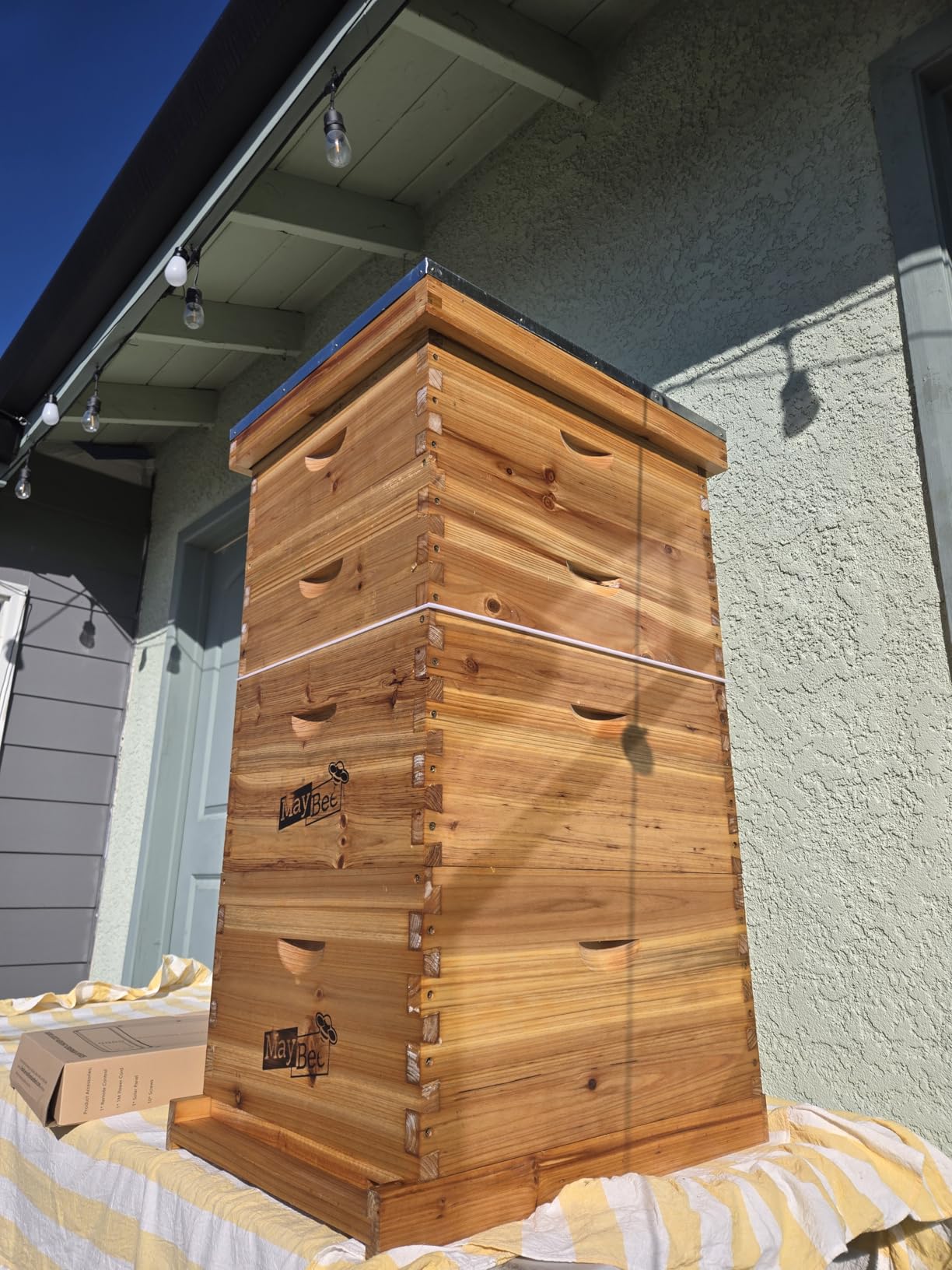 MayBee 10-Frame Langstroth Beehive Dipped in 100% Beeswax, Complete Bee Hives and Supplies Starter Kit Includes 2 Deep Hive Bee Box and 2 Bee Hive Super with Beehive Frames and Foundation customer photo 1