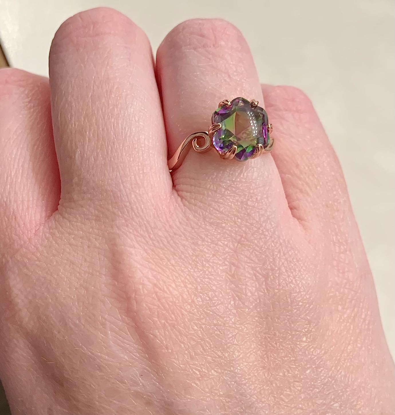 JewelryPalace Fancy Cut 5.7ct Multicolor Genuine Rainbow Quartz Cocktail Rings for Her, 14K White Yellow Rose Gold Plated 925 Sterling Silver Ring for Women, Natural Gemstone Jewelry Rings customer photo 2