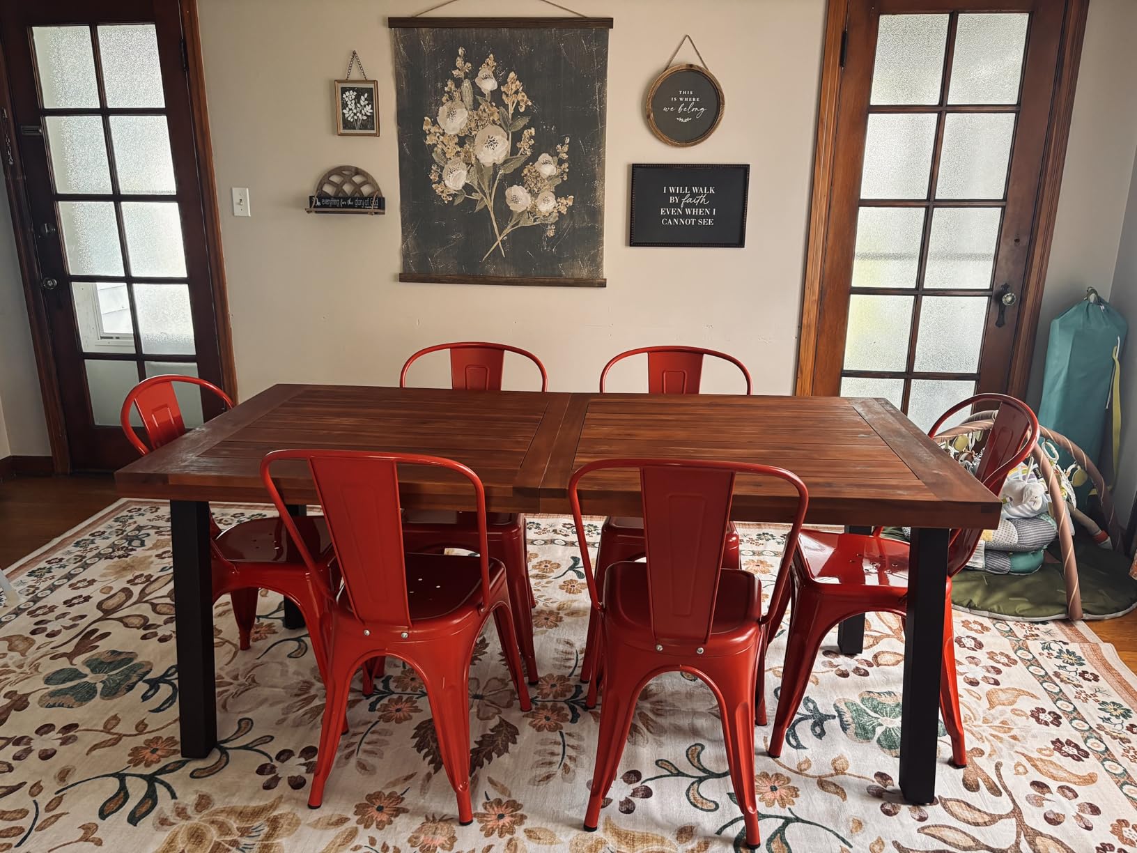 Devoko 6 Person Acacia Wood Dining Table for Kitchen,Natural | Farmhouse Kitchen Table for 6 for Indoor Outdoor Mesa De Comedor customer photo 1