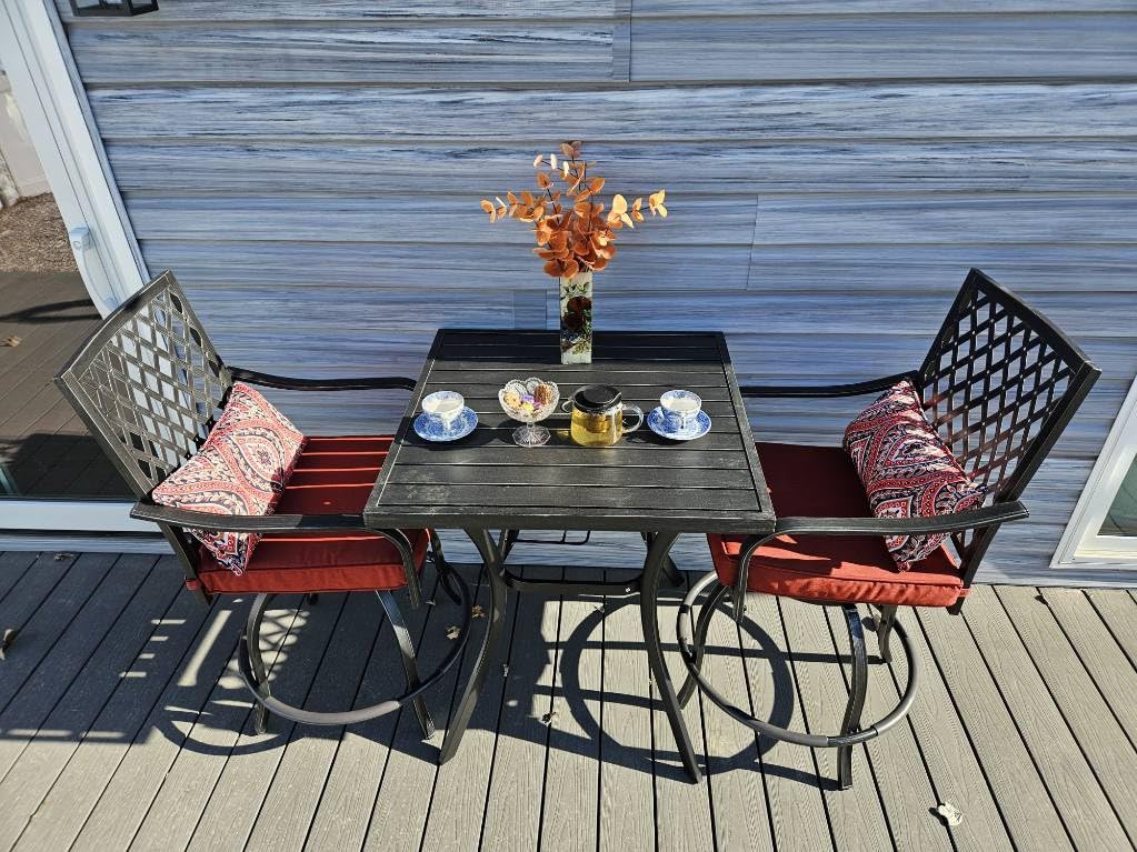 PHI VILLA Outdoor Counter Height Table & Chairs,Patio Bar Set customer photo 1