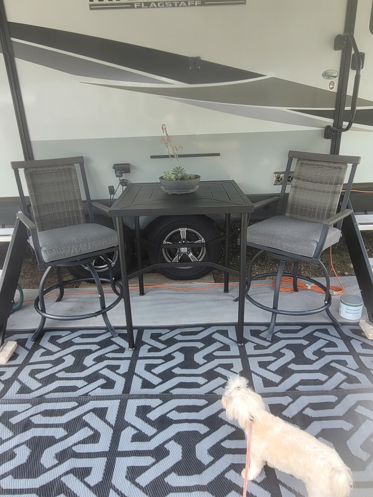 PHI VILLA Outdoor Counter Height Table & Chairs,Patio Bar Set customer photo 2